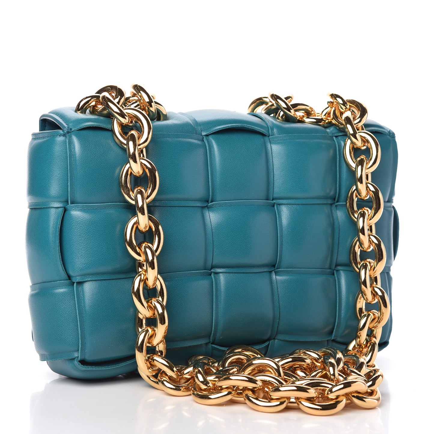 Lambskin Maxi Intreccio Padded Chain Cassette Crossbody Bag Mallard