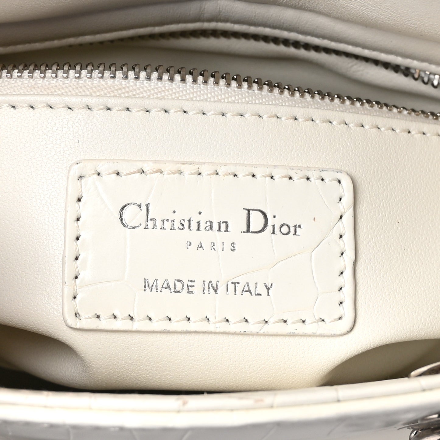 Alligator Mini Lady Dior White