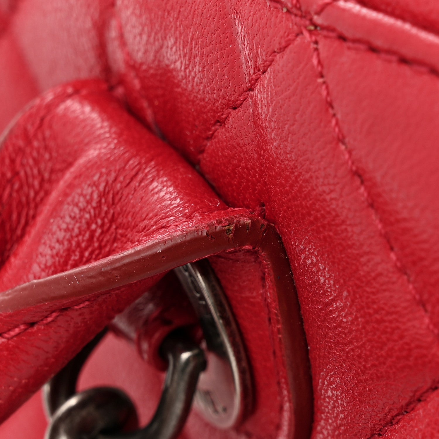 Chanel Shiny Sheepskin Quilted Small Shopping Tote Red 18 of 20