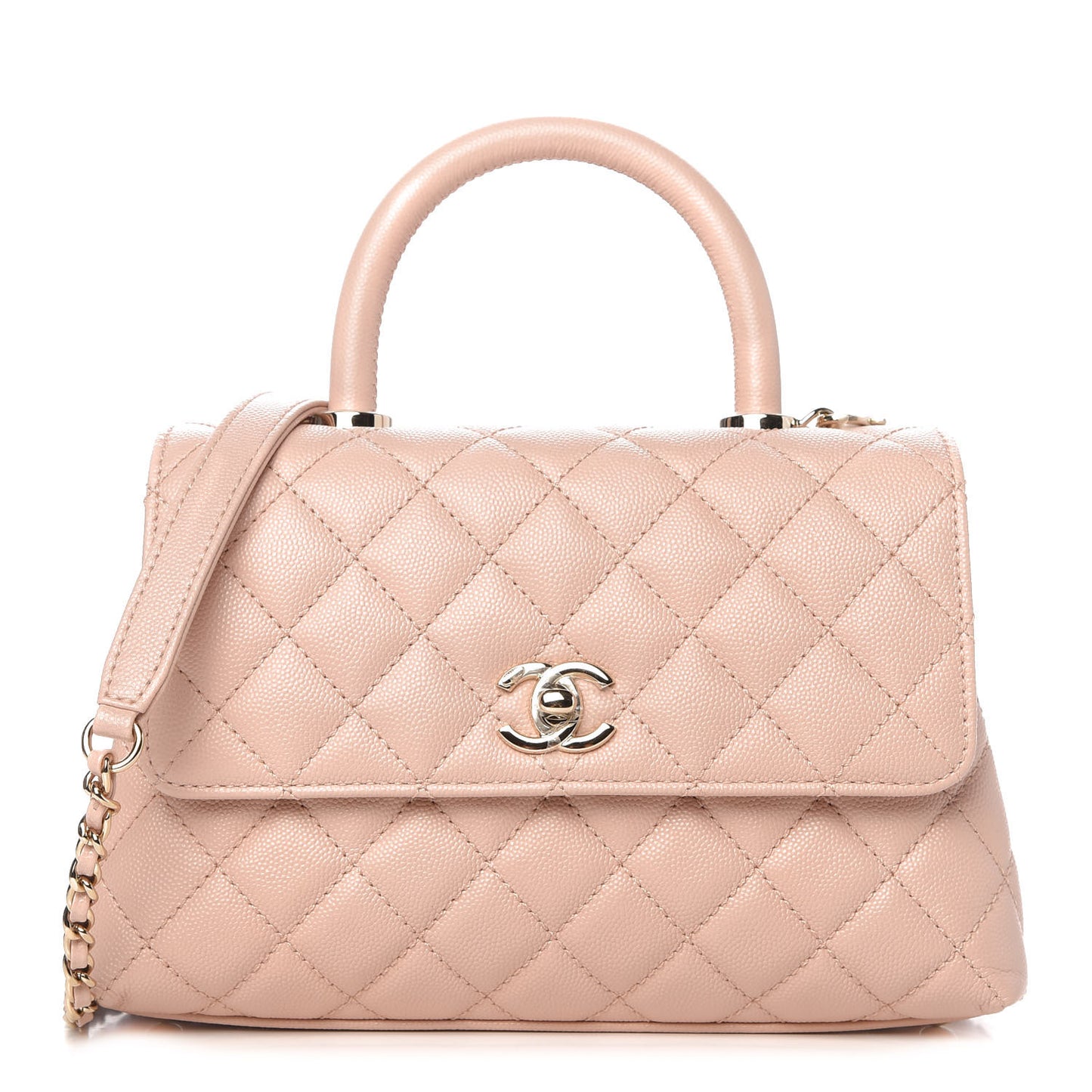 Caviar Quilted Mini Coco Handle Flap Light Pink