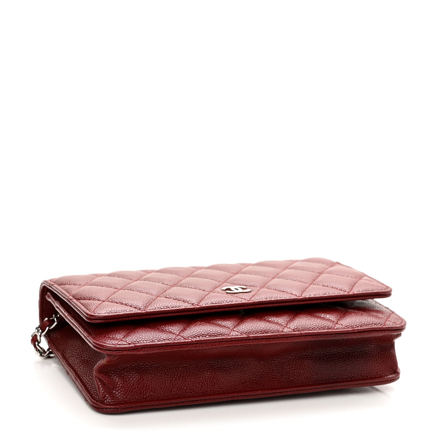 Chanel Caviar Quilted Wallet on Chain WOC Burgundy 4 of 13