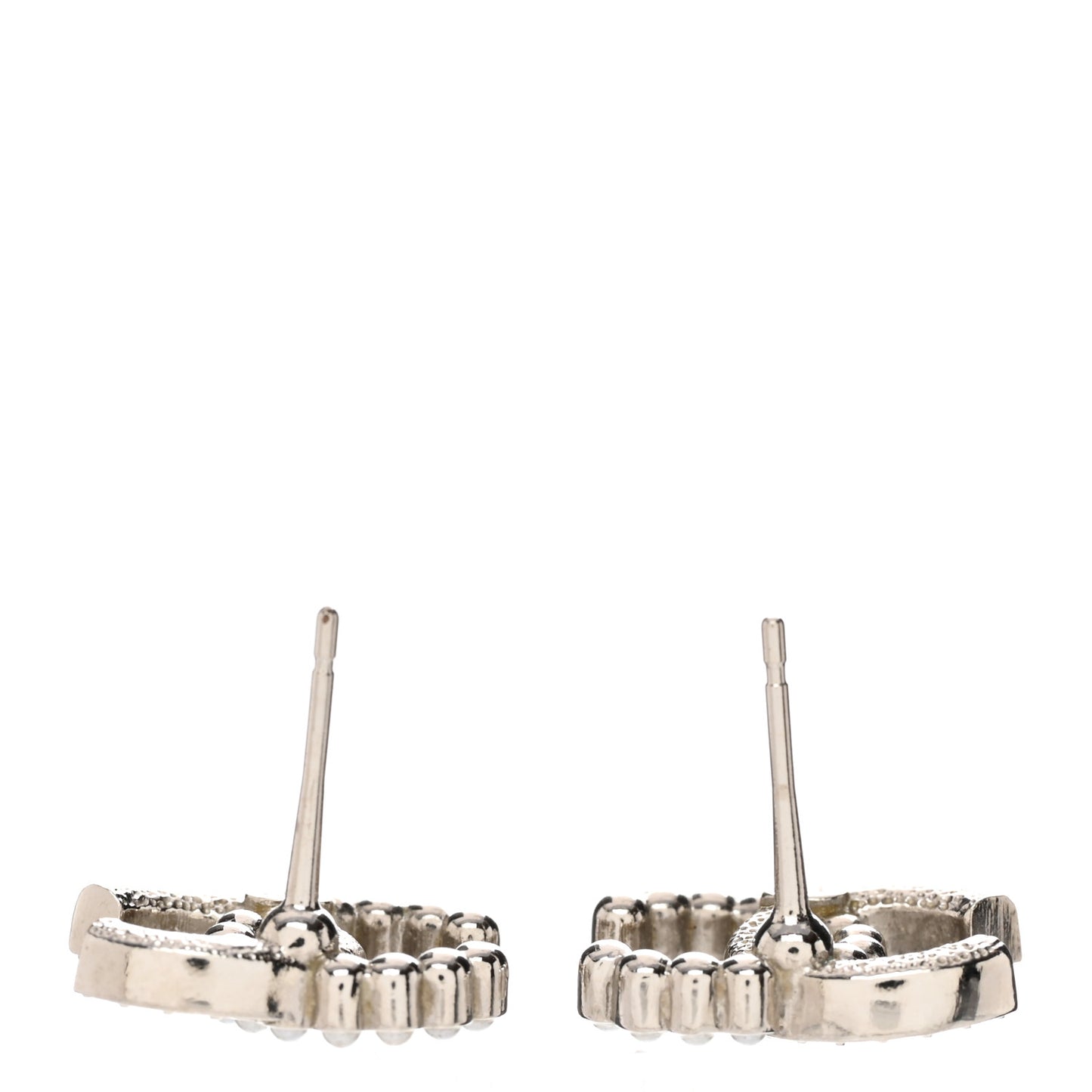 Crystal Pearl CC Earrings Silver