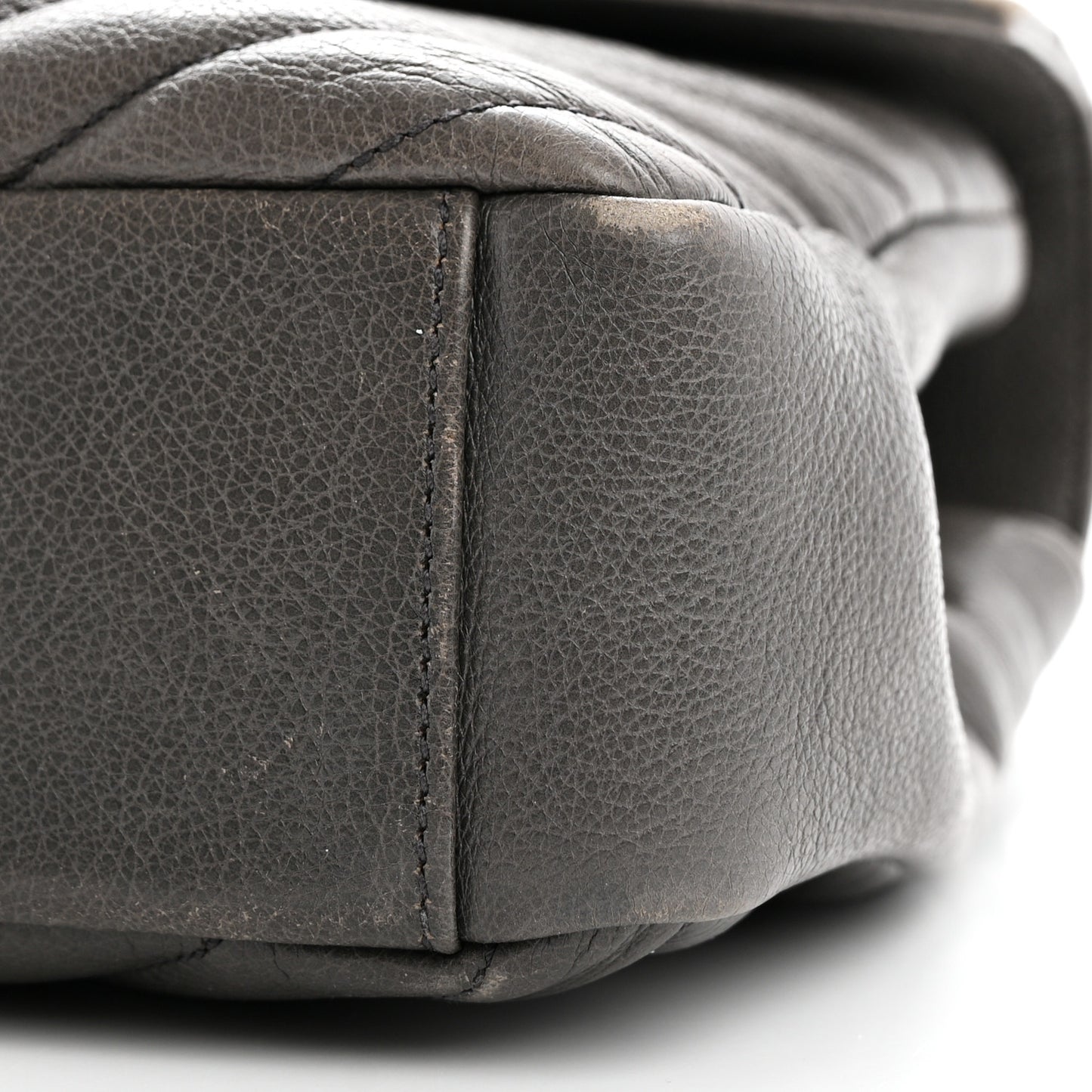 Sheepskin Matelasse Chevron Monogram Medium College Bag Grey