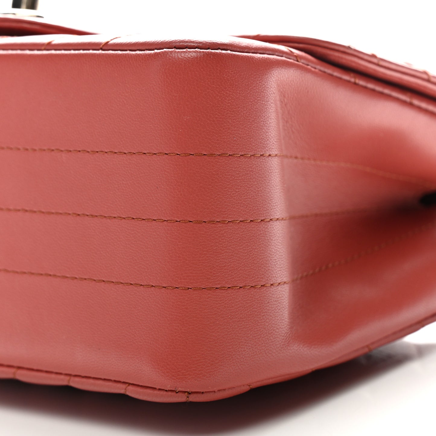 Lambskin Chevron Quilted Mini Square Flap Rosewood