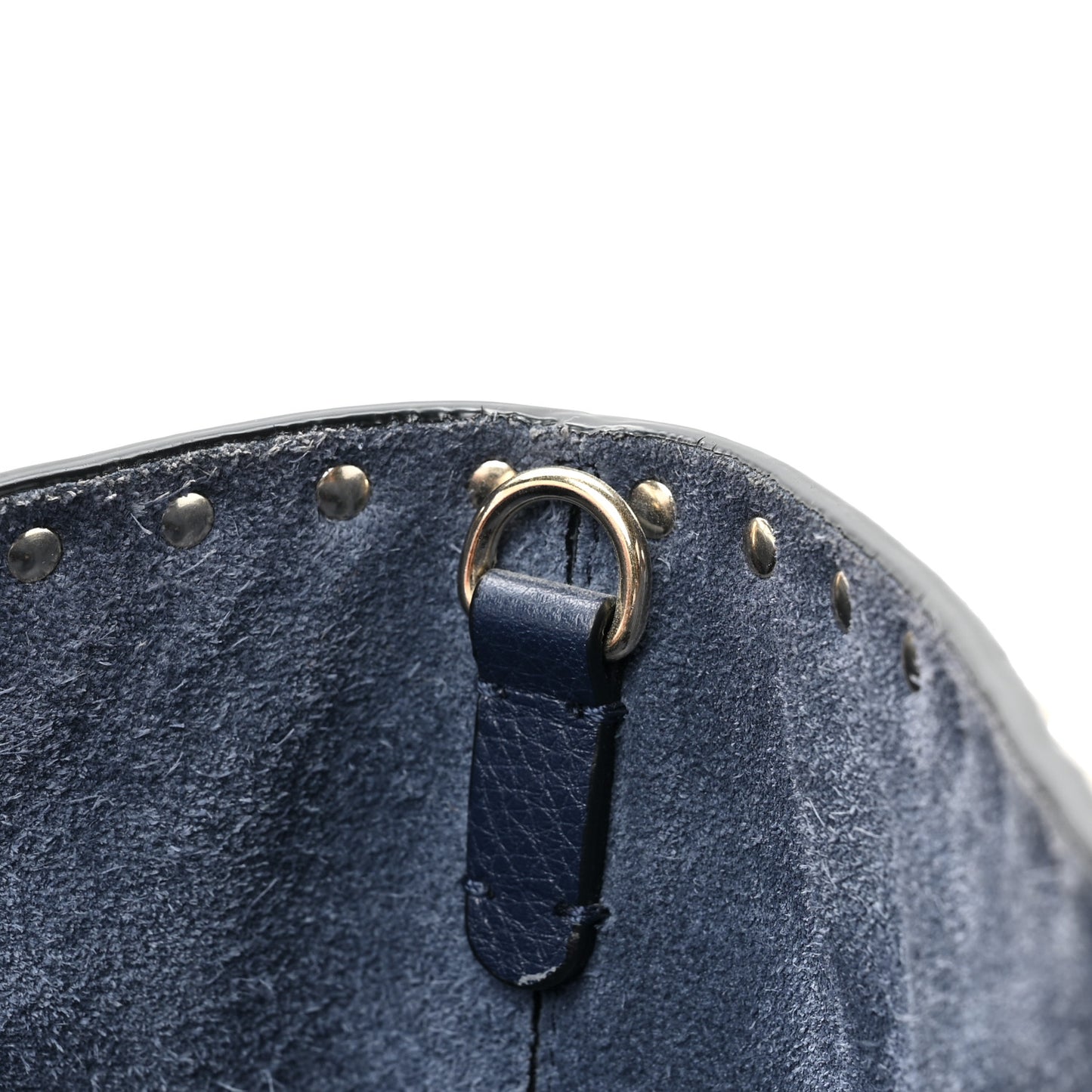 Grained Calfskin Rockstud Shoulder Tote Marine