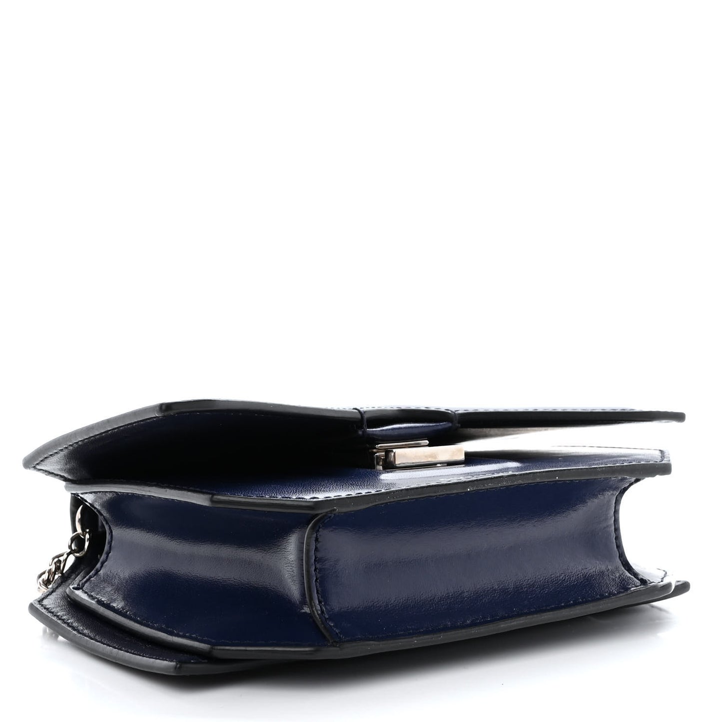 Calfskin Bow Cut Chain Wallet Navy