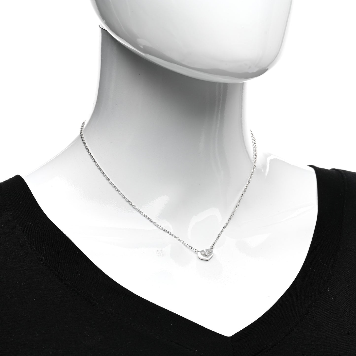 18K White Gold Diamond XS Hearts and Symbols Necklace