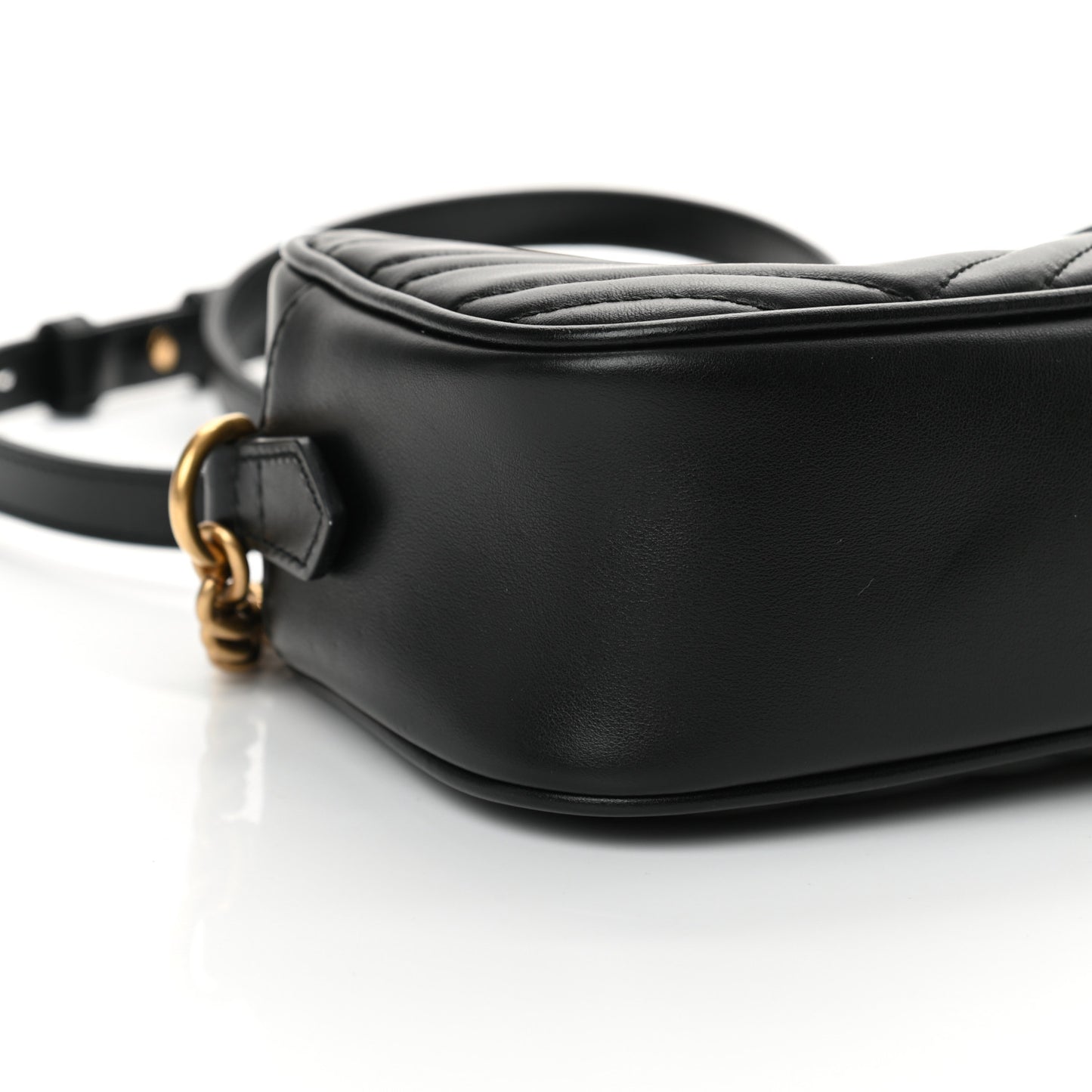 Calfskin Matelasse Small GG Marmont Chain Shoulder Bag Black