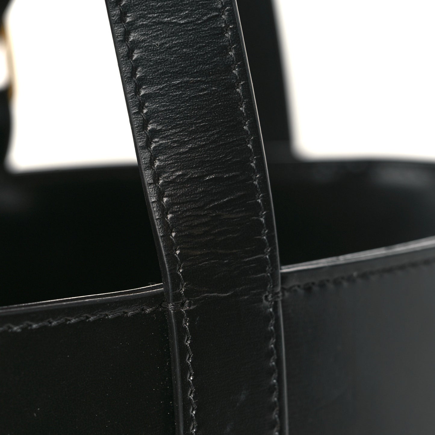 Shiny Calfskin Triomphe Bucket Bag Black