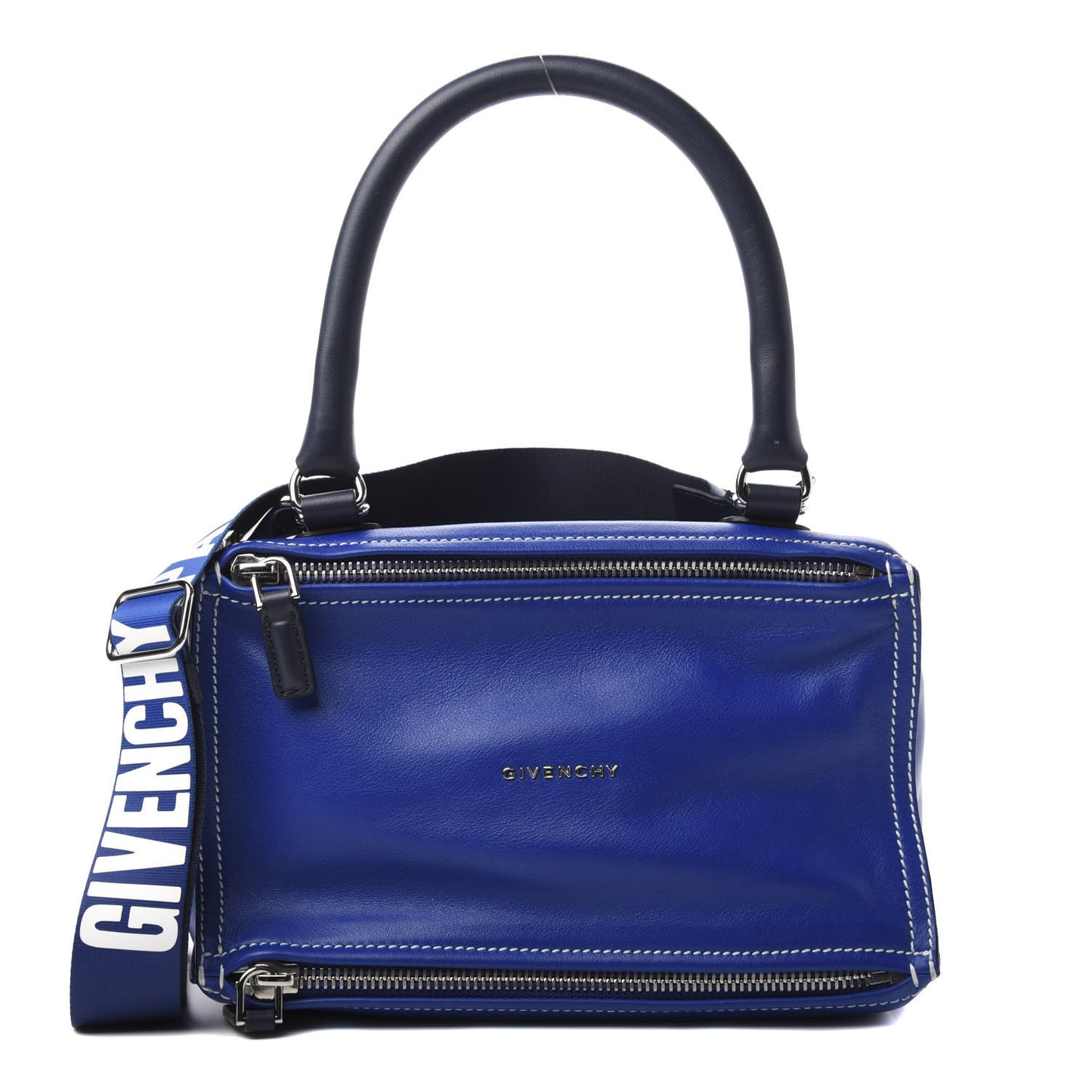 Calfskin Mini Pandora Logo Strap Moroccan Blue