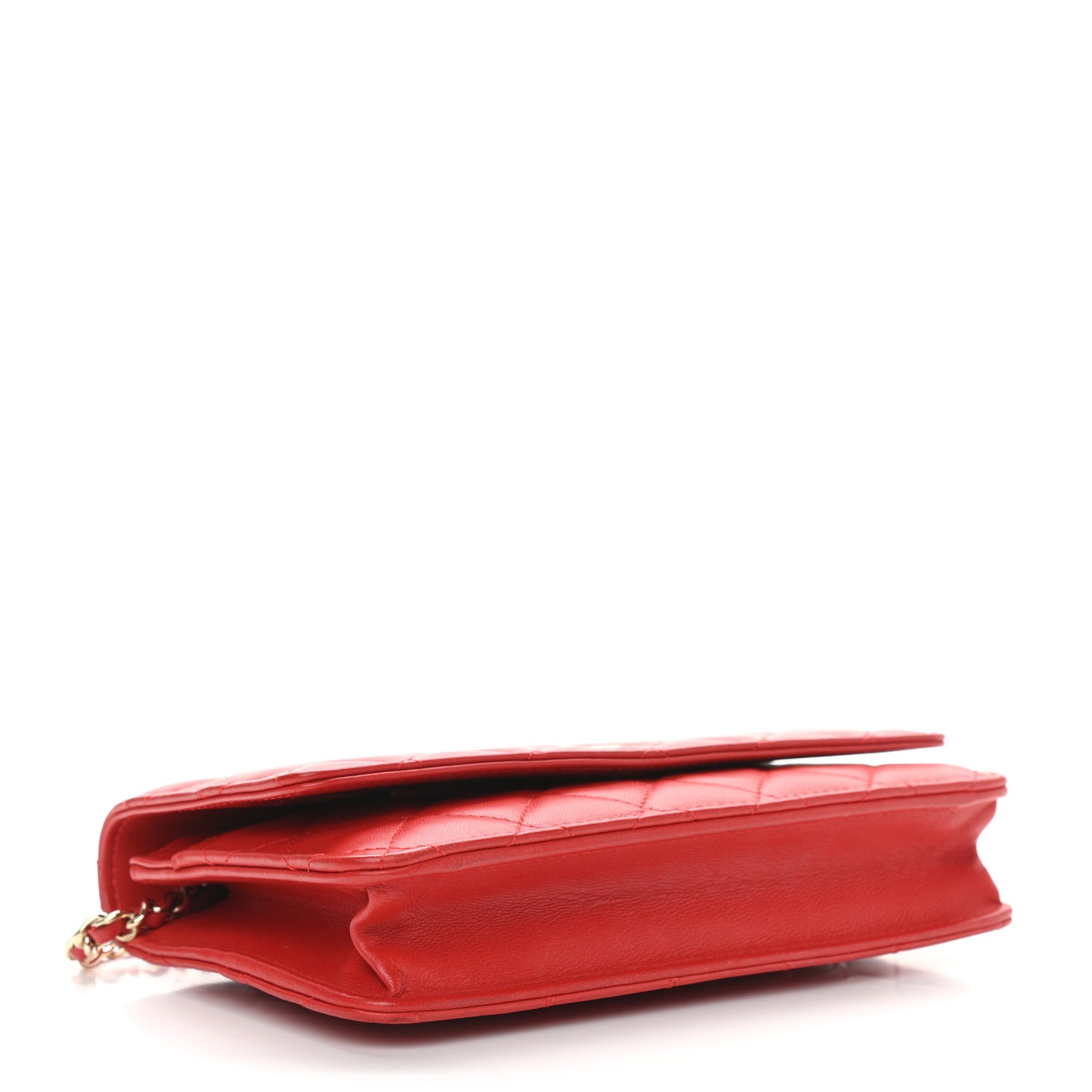 Lambskin Quilted Wallet On Chain WOC Red