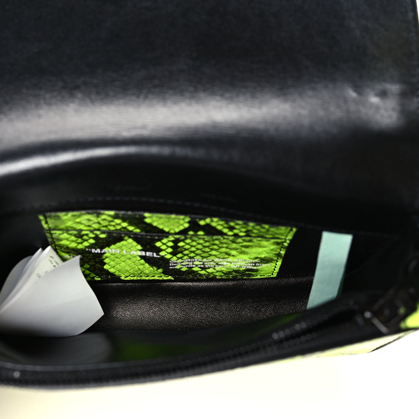 Calfskin Python Embossed Binder Flap Bag Fluo Yellow Black