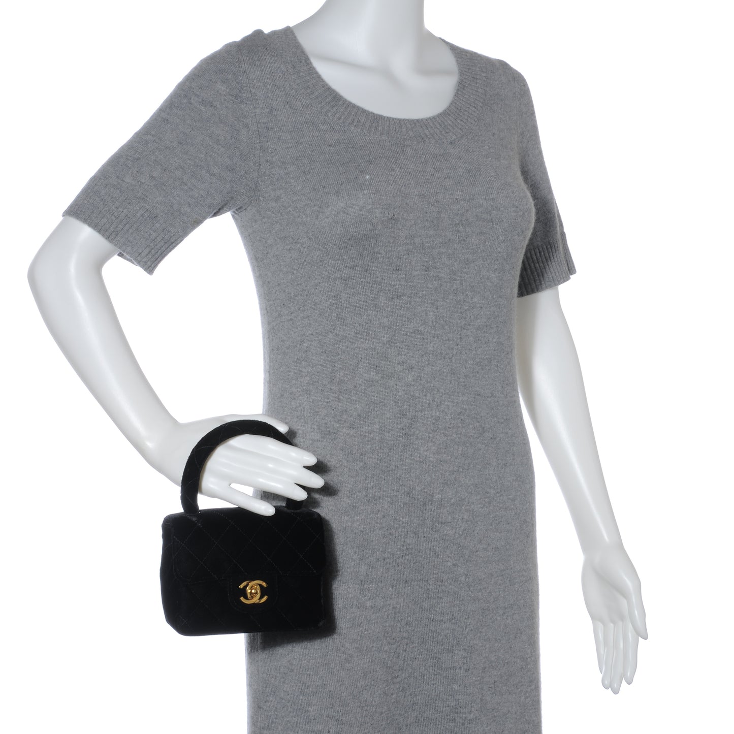 Velvet Micro Mini Kelly Flap Bag Black