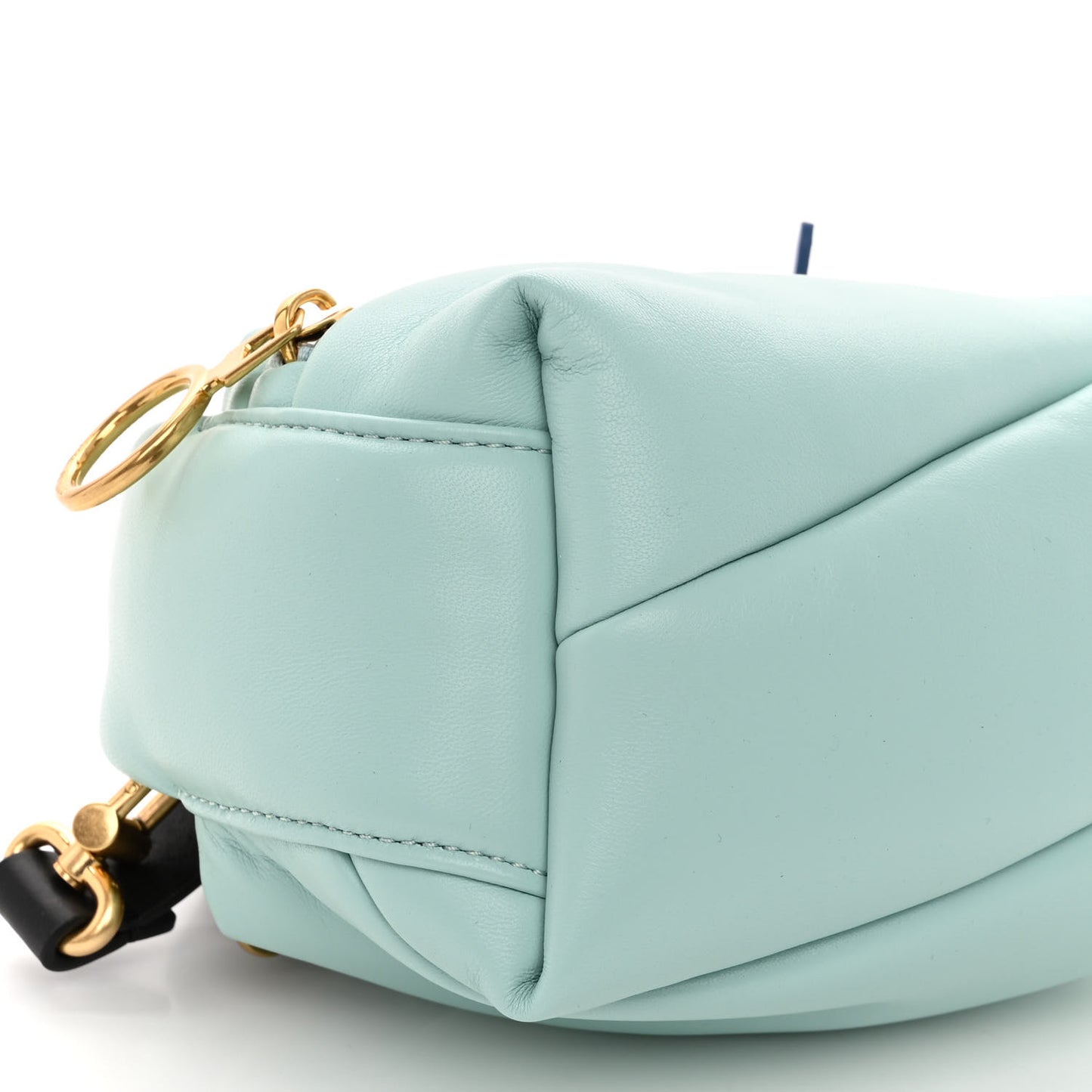 Calfskin Puffy Pump Pouch Crossbody Bag Light Blue