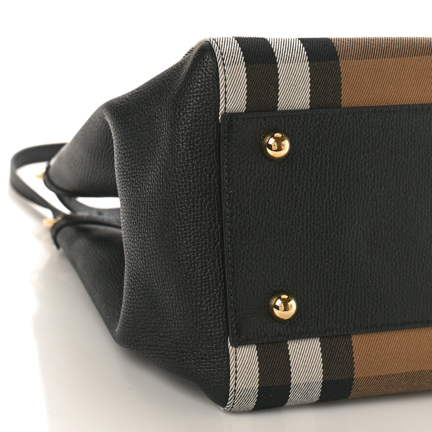 Grainy Calfskin House Check Small Canterbury Tote Black