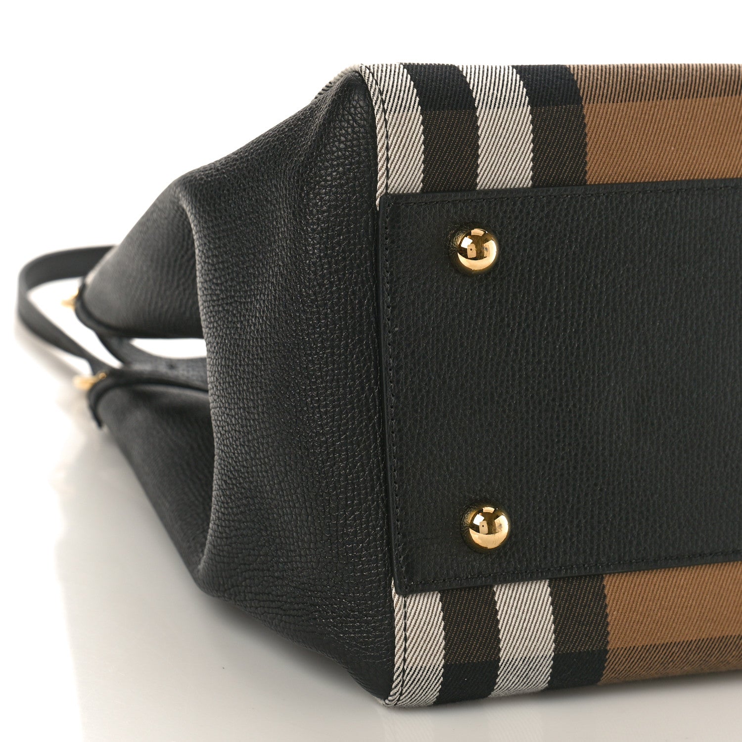 Burberry Grainy Calfskin House Check Small Canterbury Tote Black 8 of 9