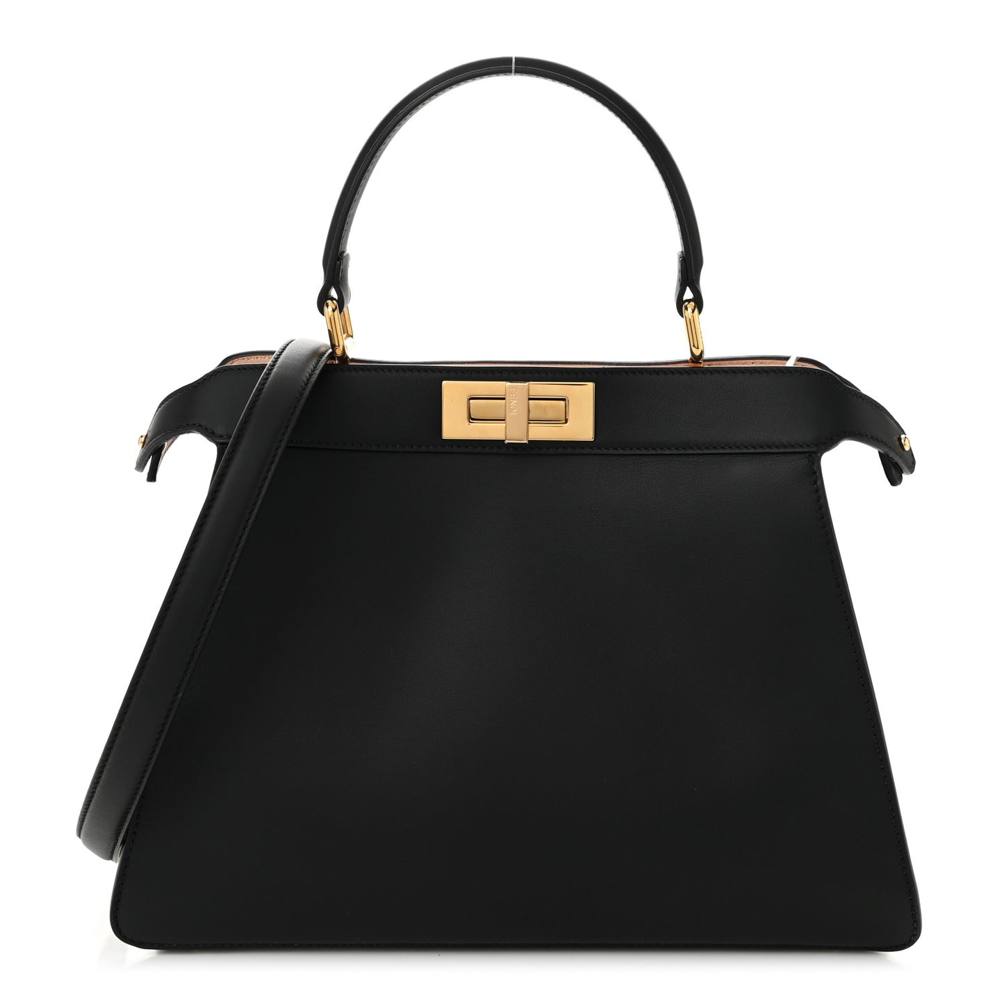 Vitello Seta Shiny Nappa Medium Peekaboo I SEE U Satchel Black Light Rose