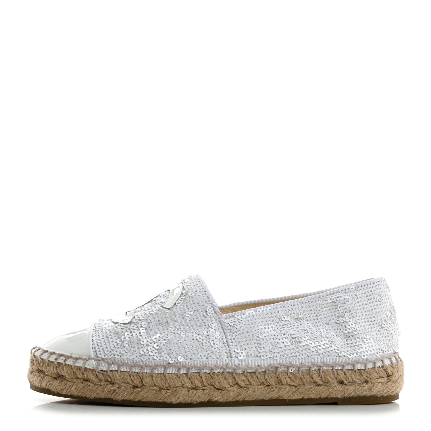 Chanel Patent Sequin CC Espadrilles 36 White 1 of 8