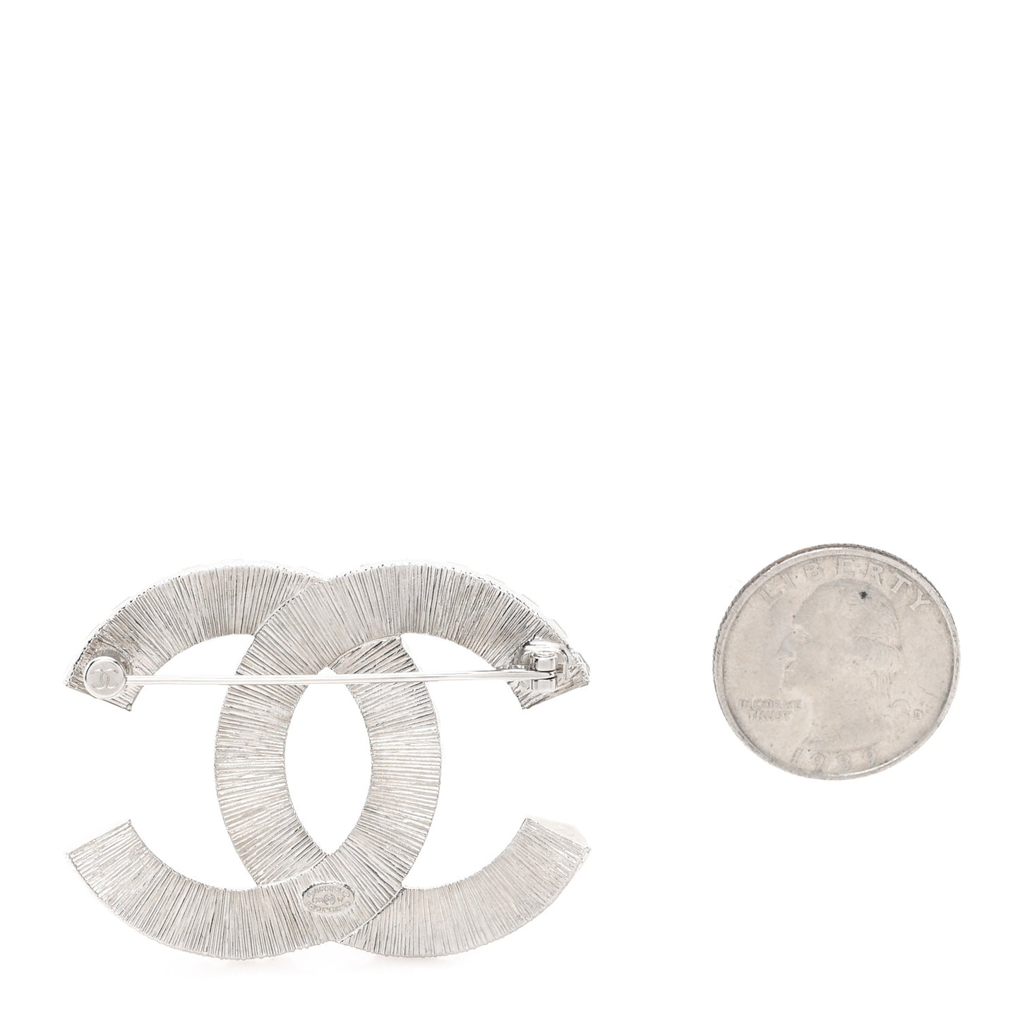 Baguette Crystal CC Brooch Silver