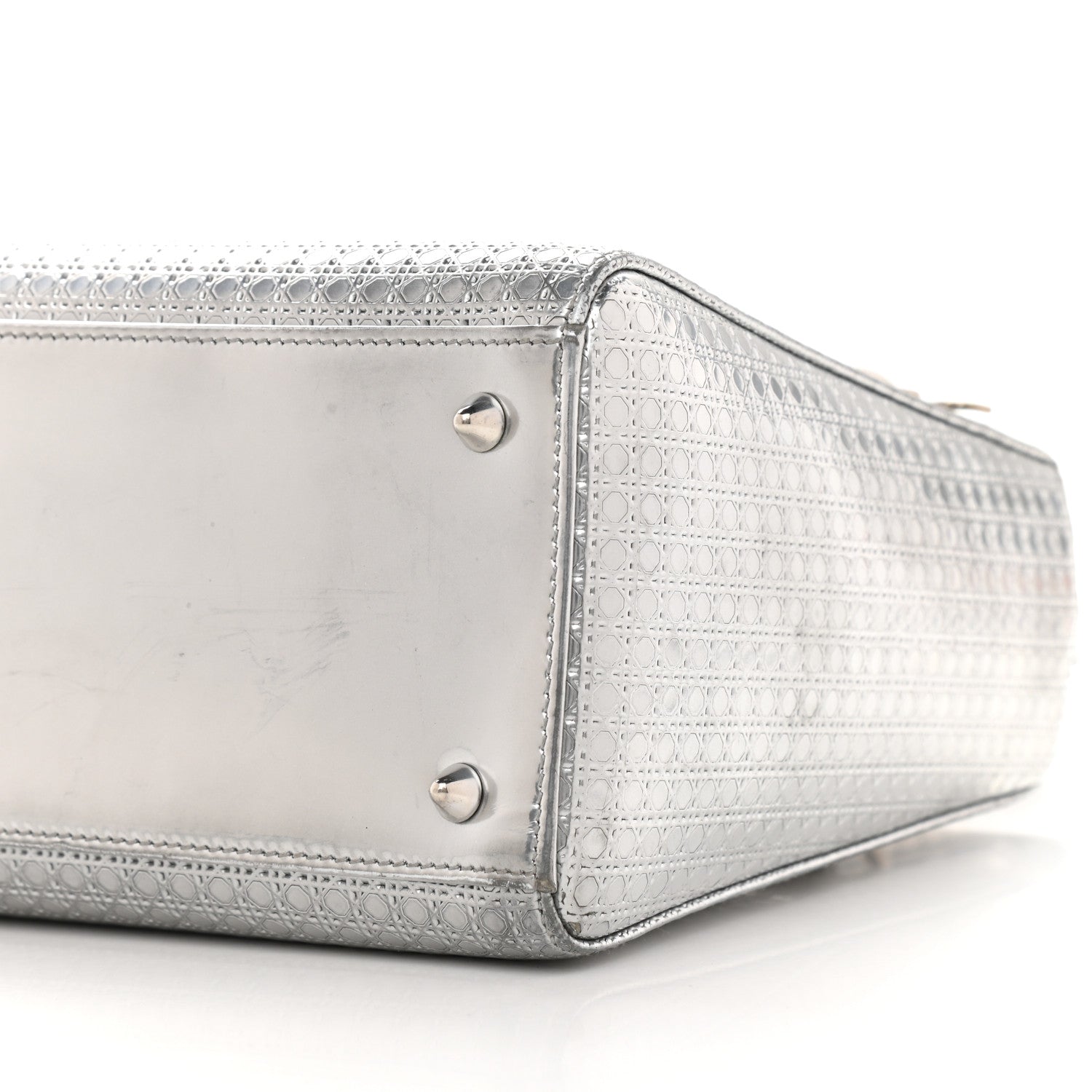 Christian Dior Metallic Patent Micro-Cannage Medium Lady Dior Silver 9 of 9