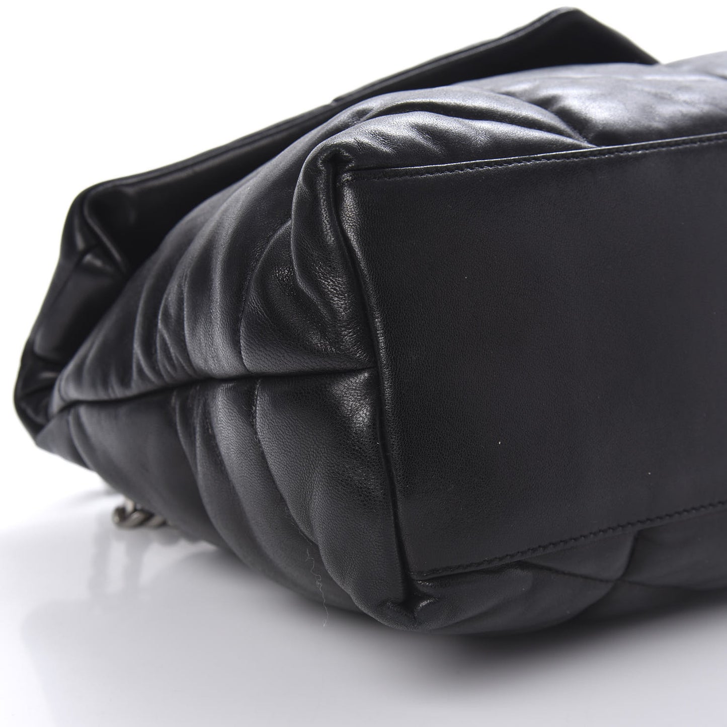 Lambskin Quilted Medium Loulou Puffer Monogram Chain Satchel Black