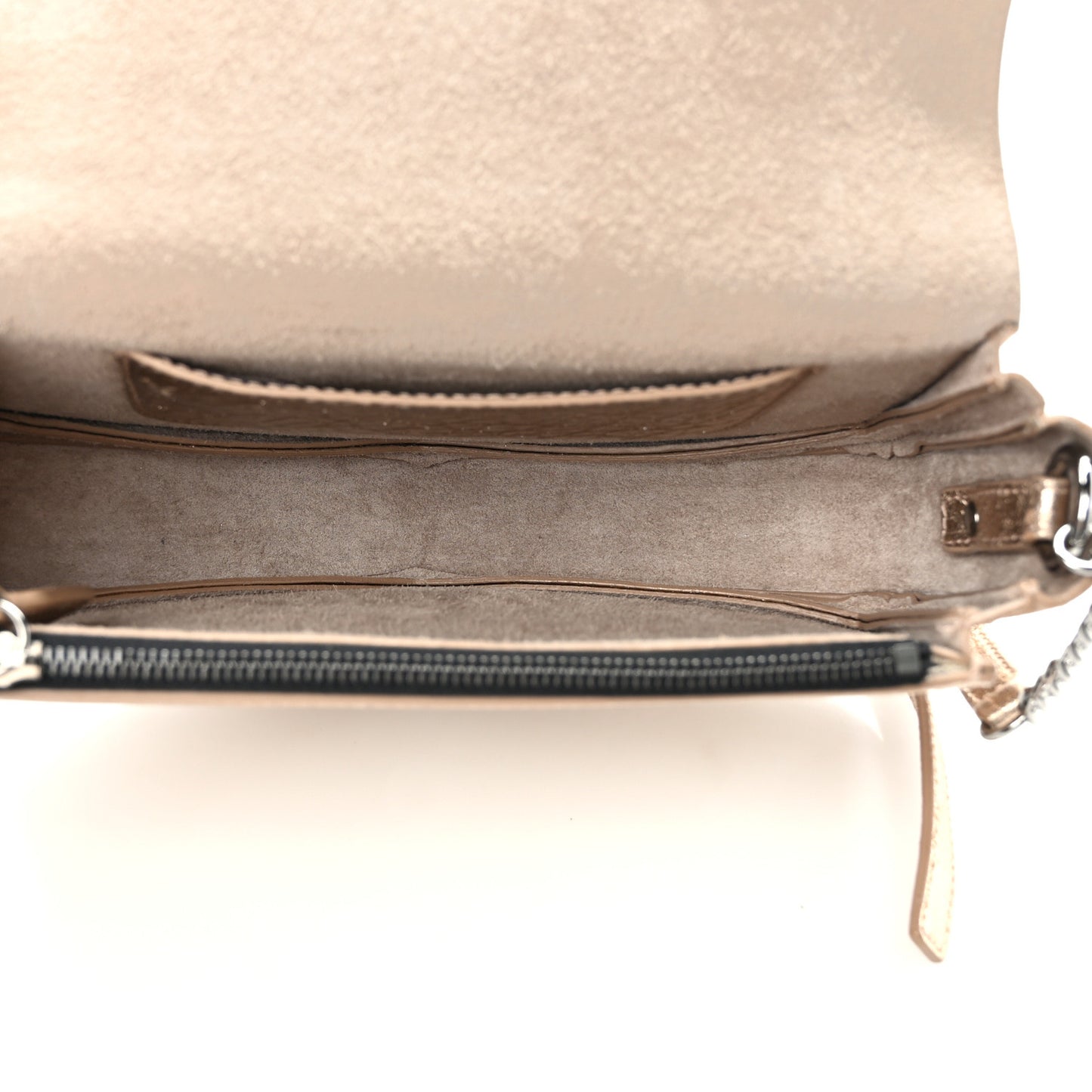 Metallic Grained Calfskin Arrow Crossbody Bag Light Gold