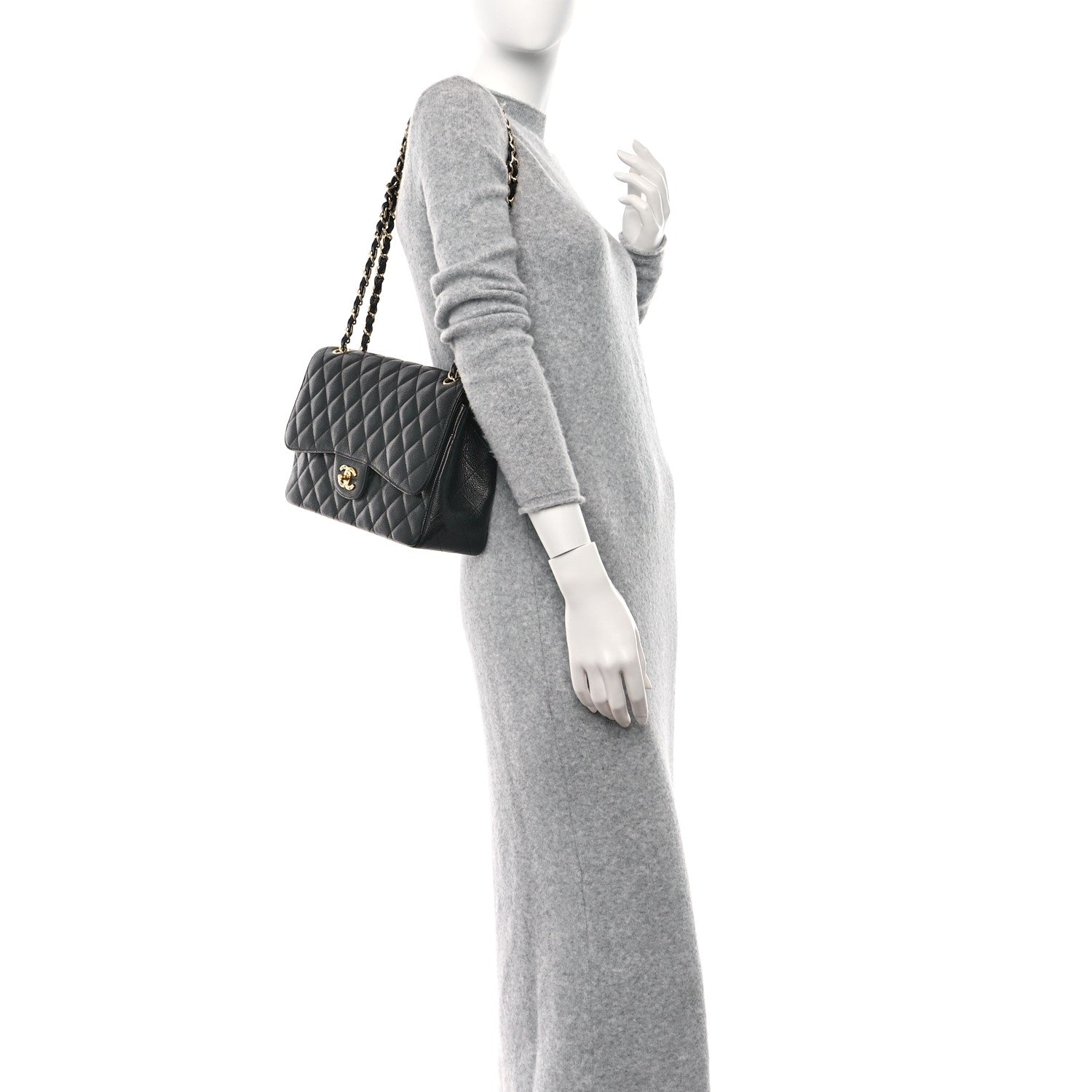 Chanel Caviar Quilted Jumbo Double Flap Black 2 of 9