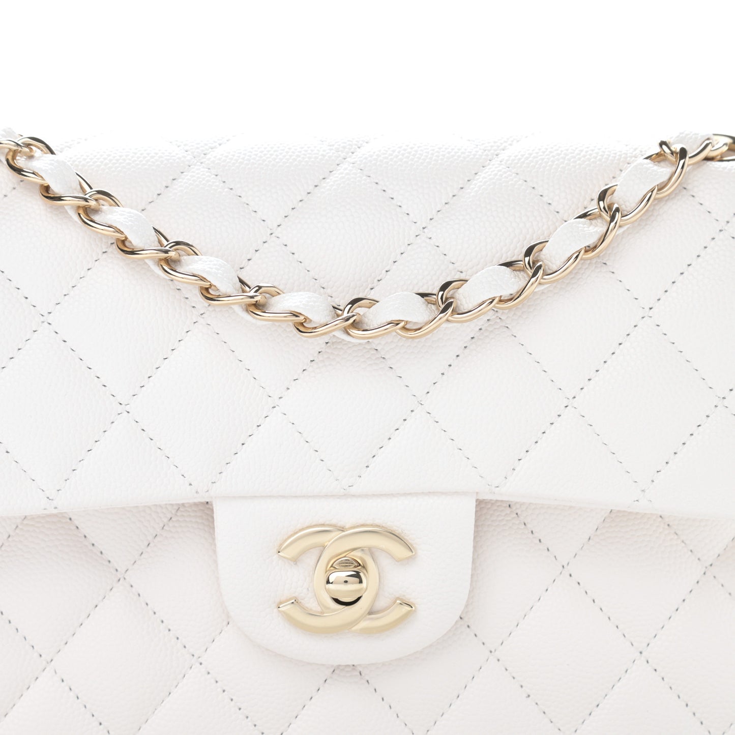 Caviar Quilted Small Double Flap White