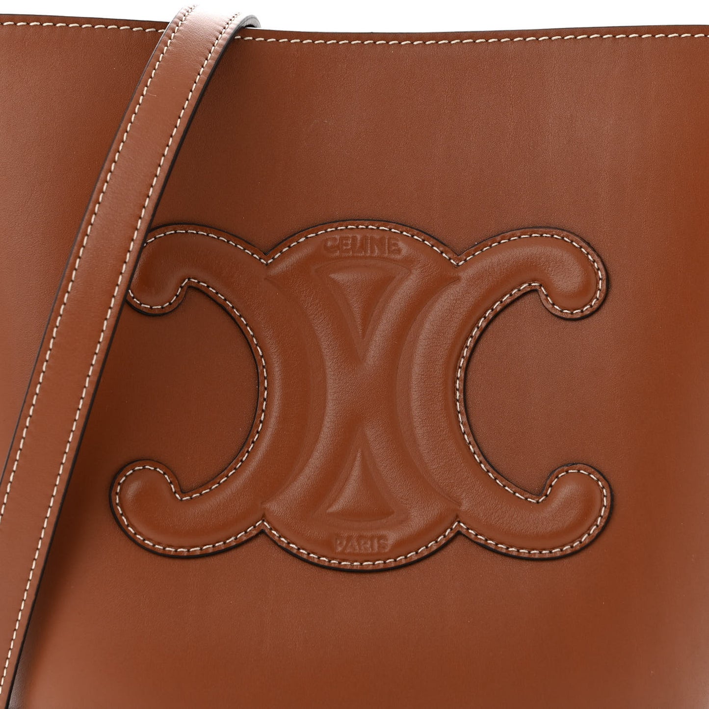 Smooth Calfskin Small Cuir Triomphe Bucket Bag Tan