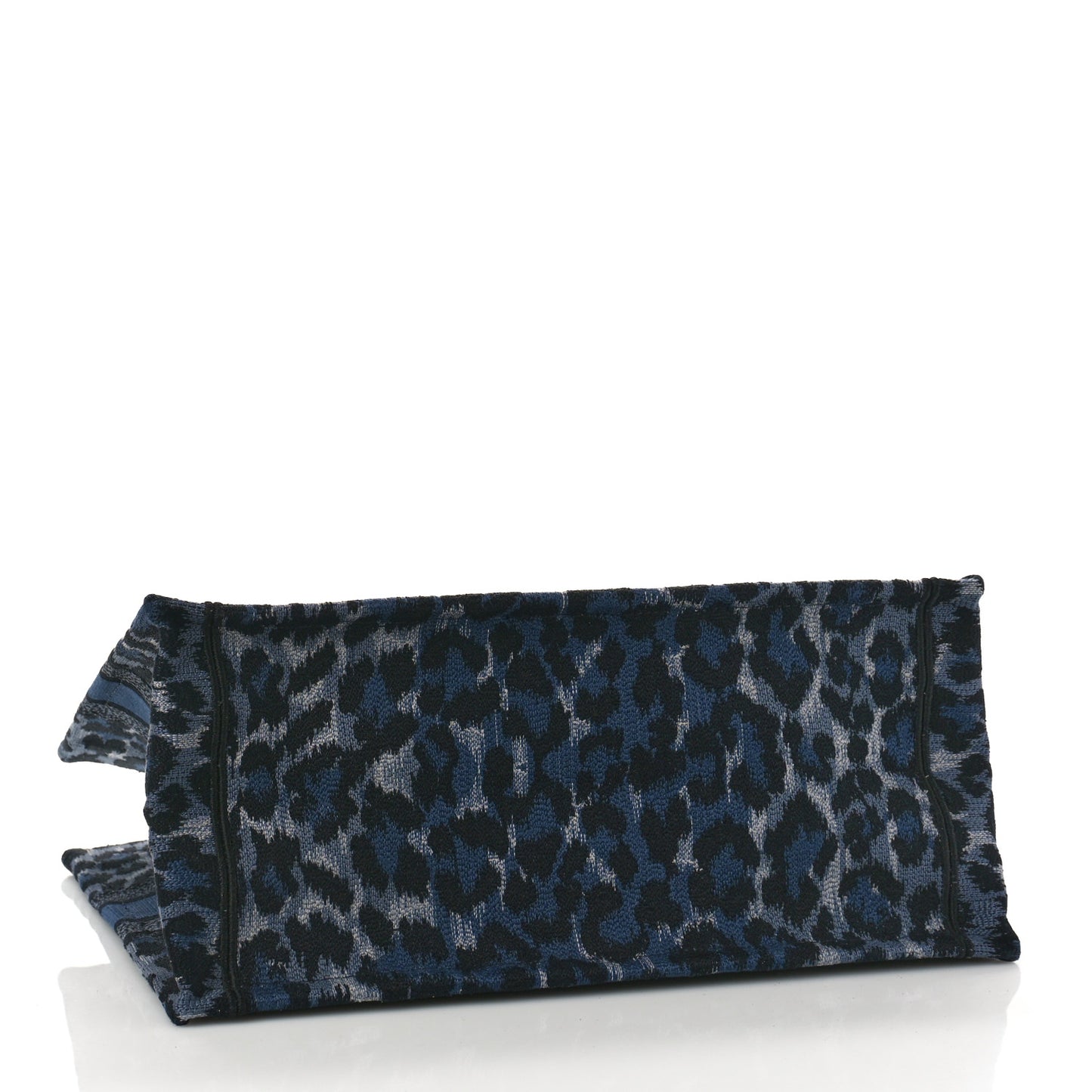 Canvas Mizza Embroidered Medium Leopard Book Tote Blue