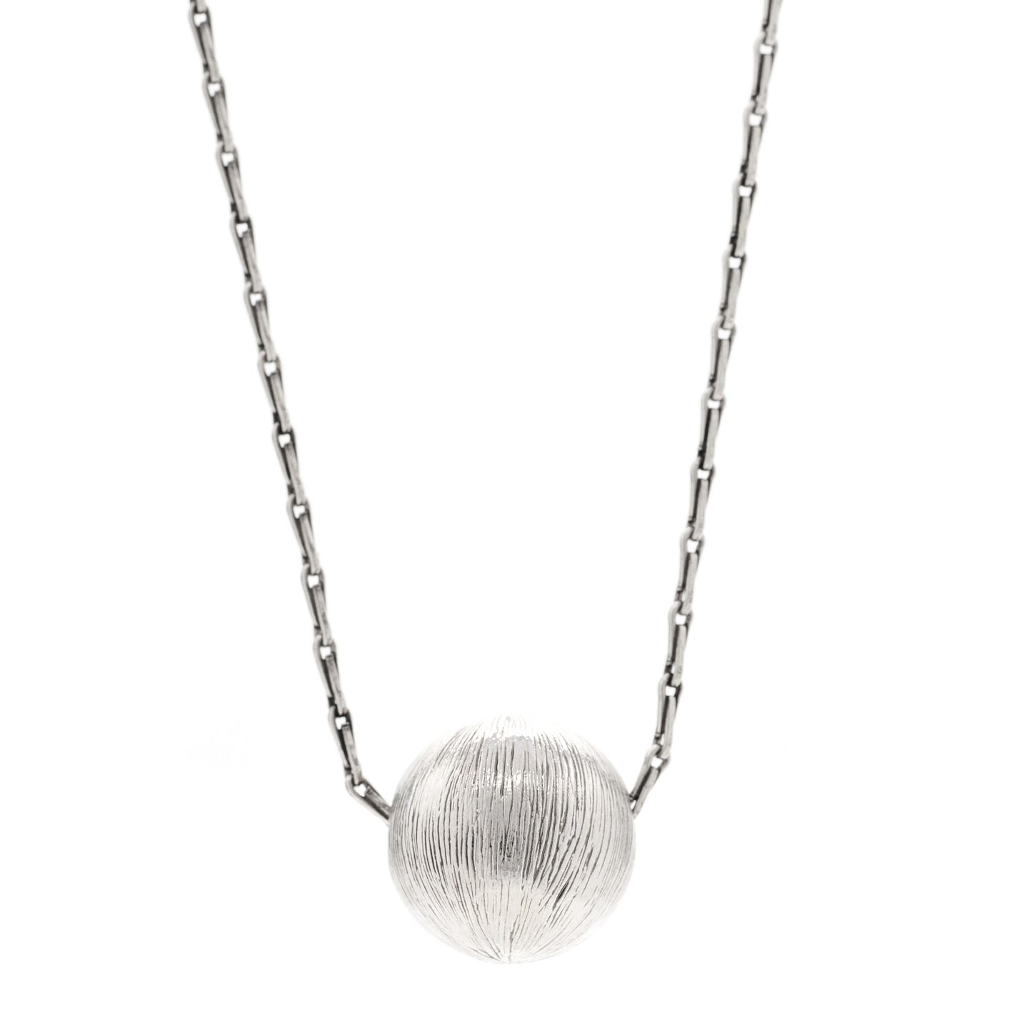 Metal Textured Ball Chain Link Necklace Silver