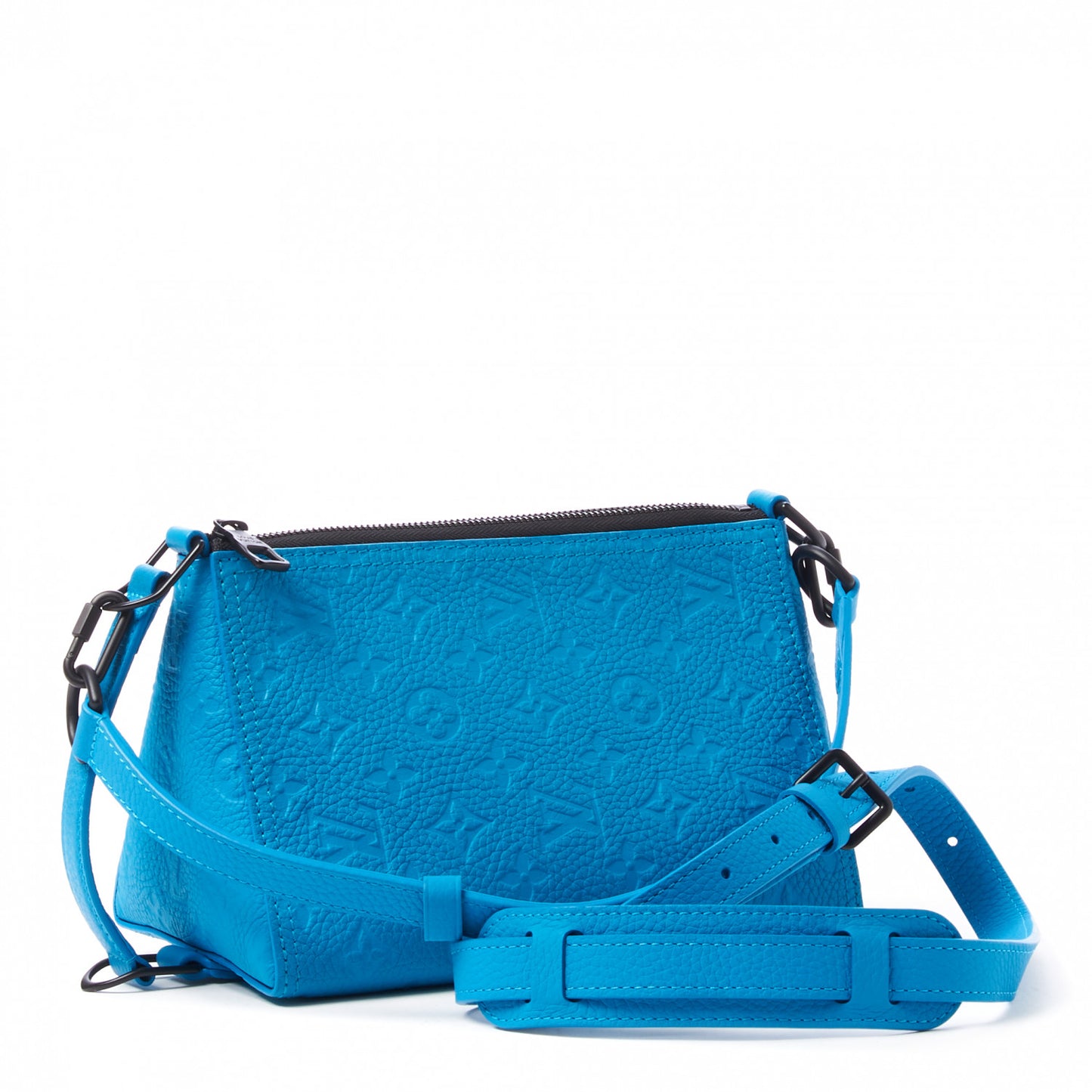 Taurillon Monogram Triangle Messenger Turquoise