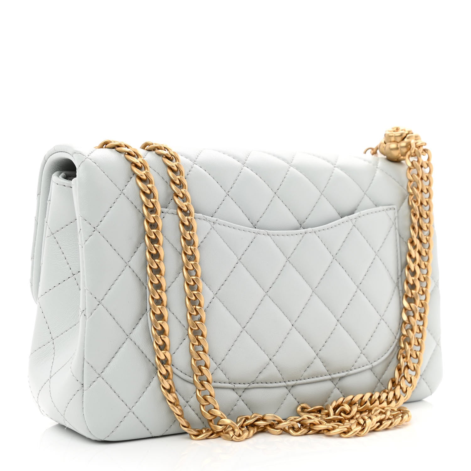 Chanel Lambskin Quilted Small Sweet Camellia Flap Light Blue 3 of 11