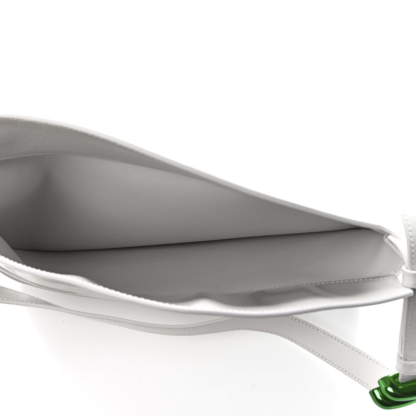 Brushed Calfskin Cradle Fold Over Shoulder Bag White Parakeet
