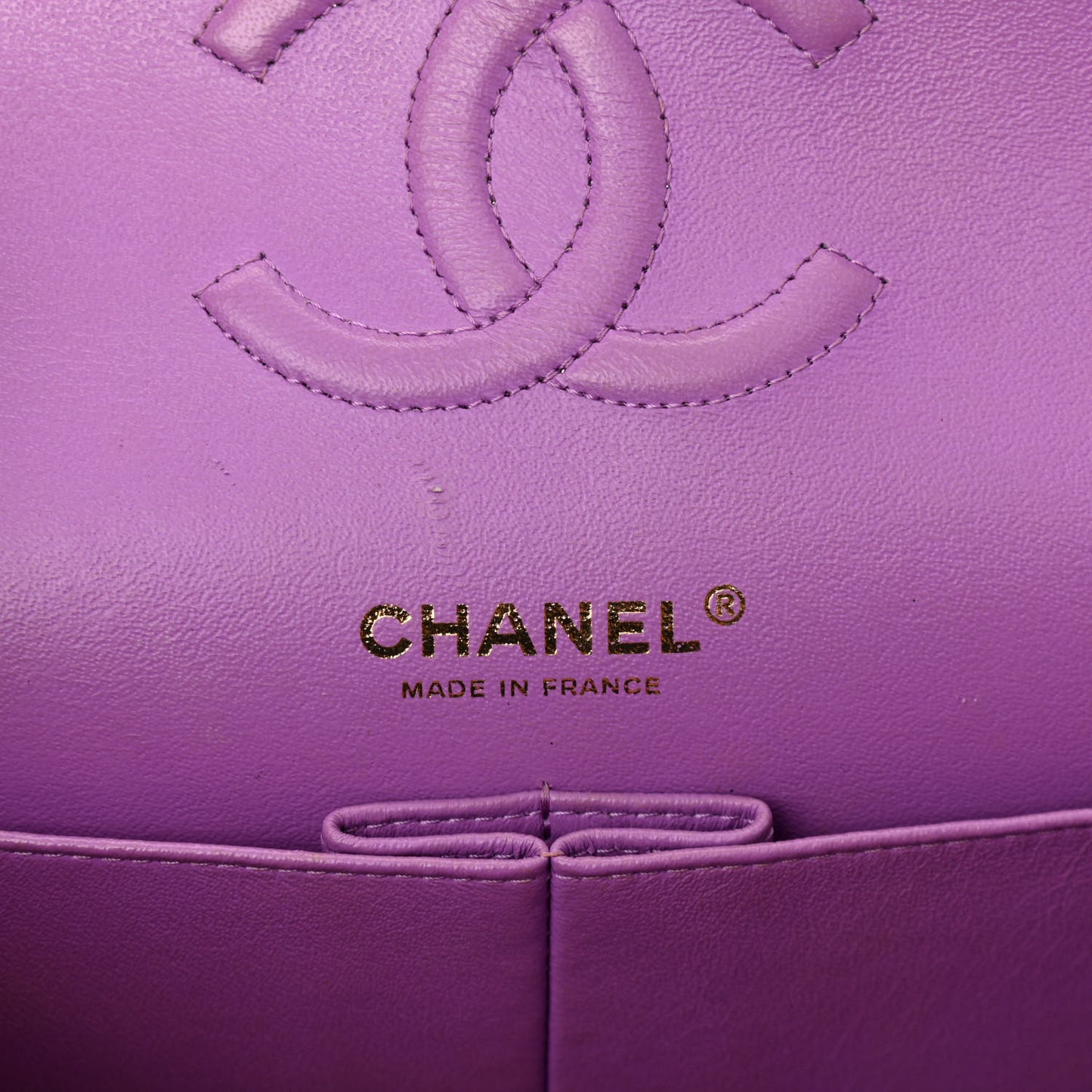 Patent Quilted Medium Double Flap Light Purple