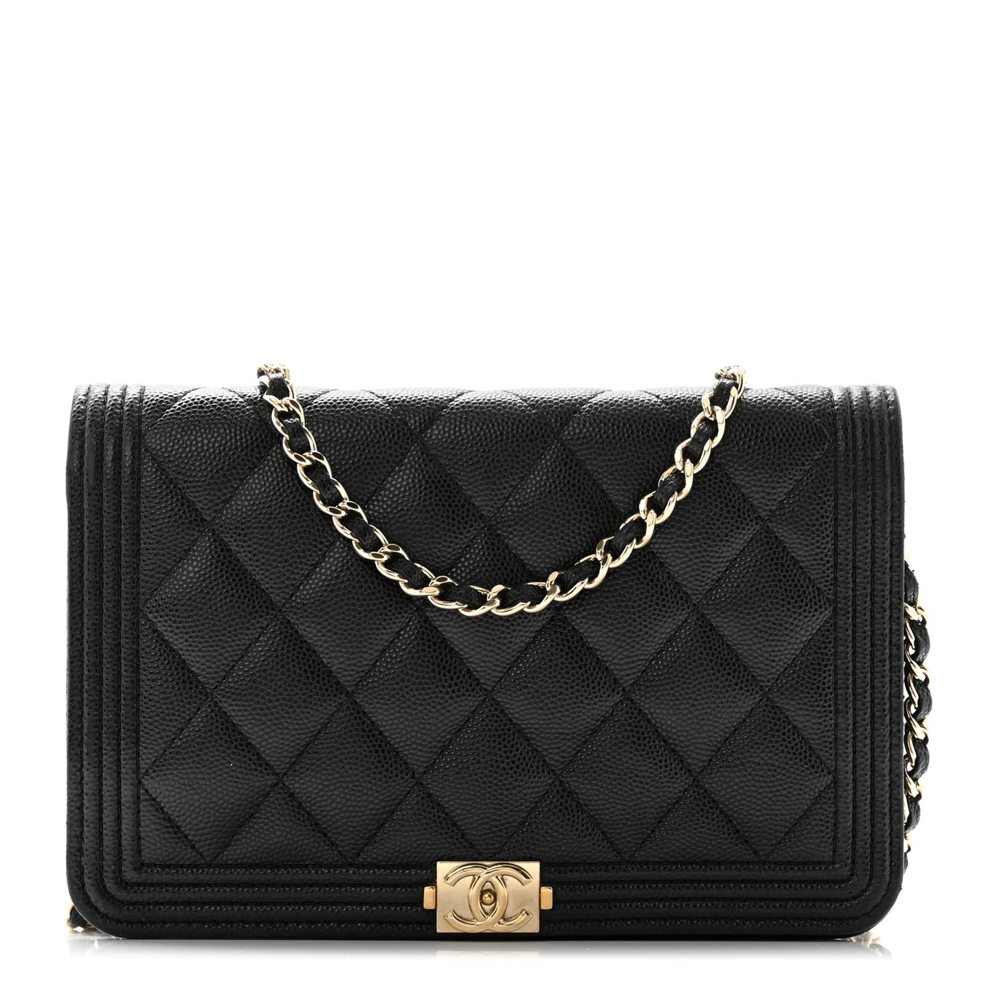Caviar Quilted Boy Wallet On Chain WOC Black