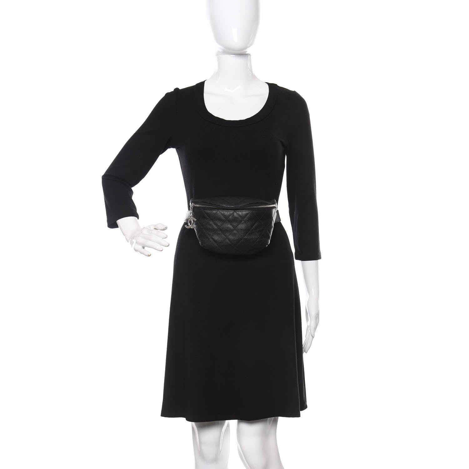 Chanel Grained Calfskin Quilted Waist Belt Bag Black 2 of 10