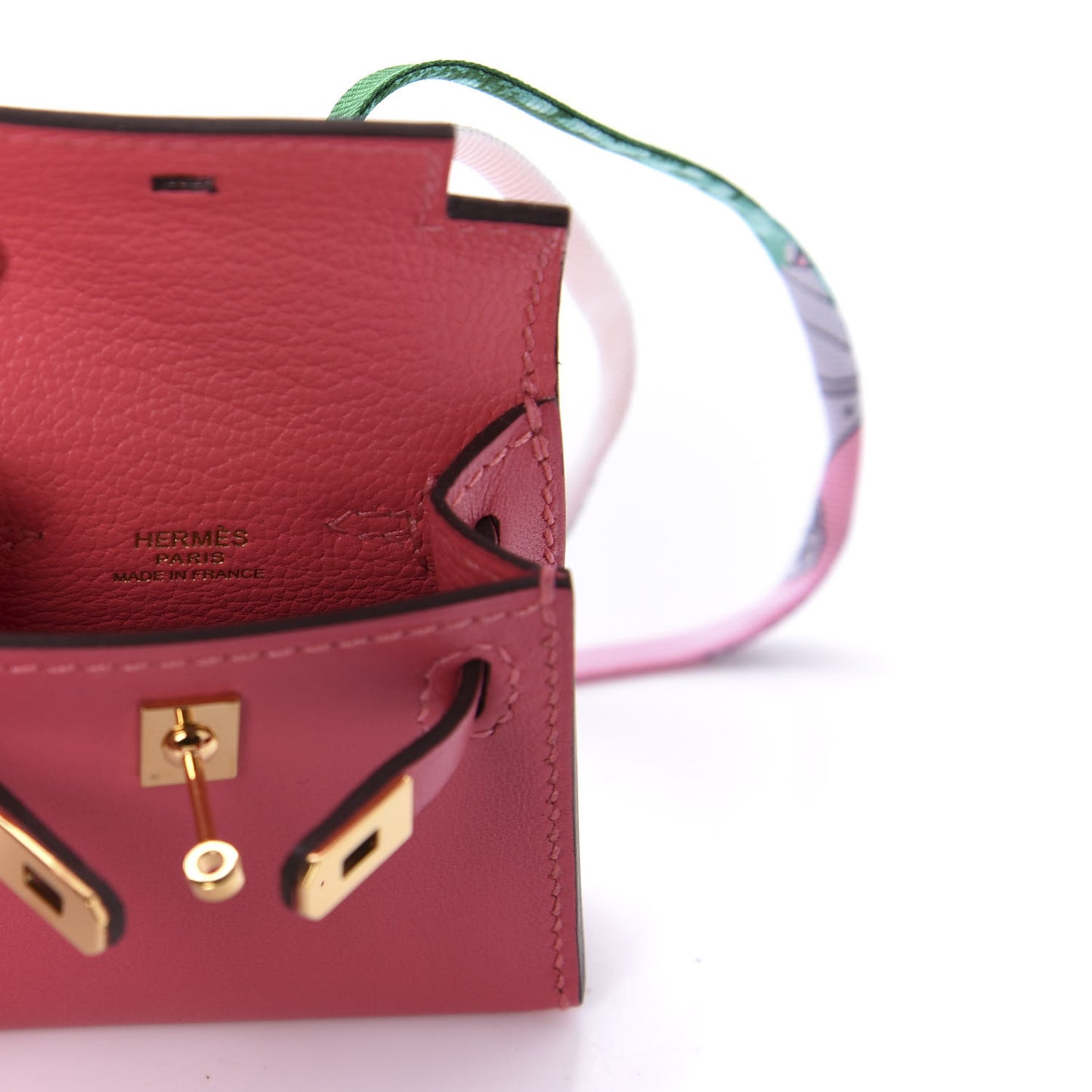 Tadelakt Mini Kelly Twilly Bag Charm Rose Lipstick