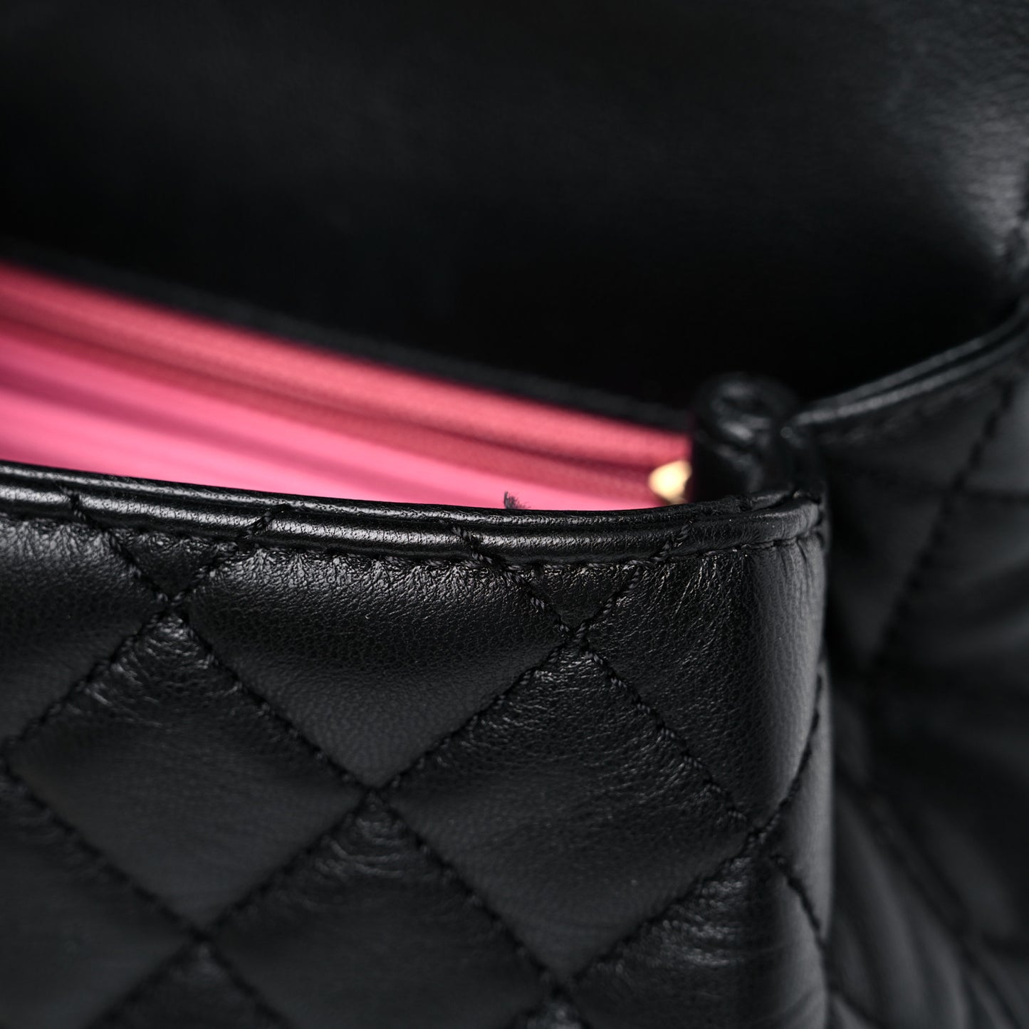 Goatskin Quilted Rainbow Extra Mini Coco Handle Flap Black