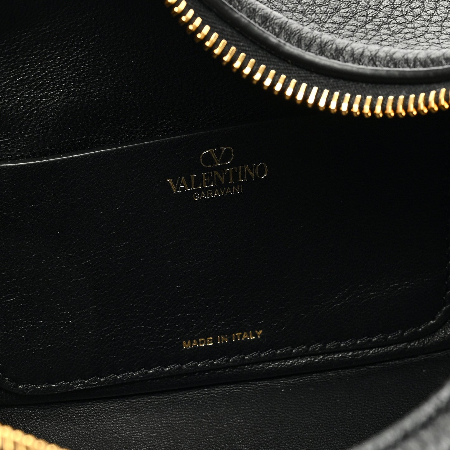 Grainy Calfskin Small Vlogo Moon Hobo Bag Black