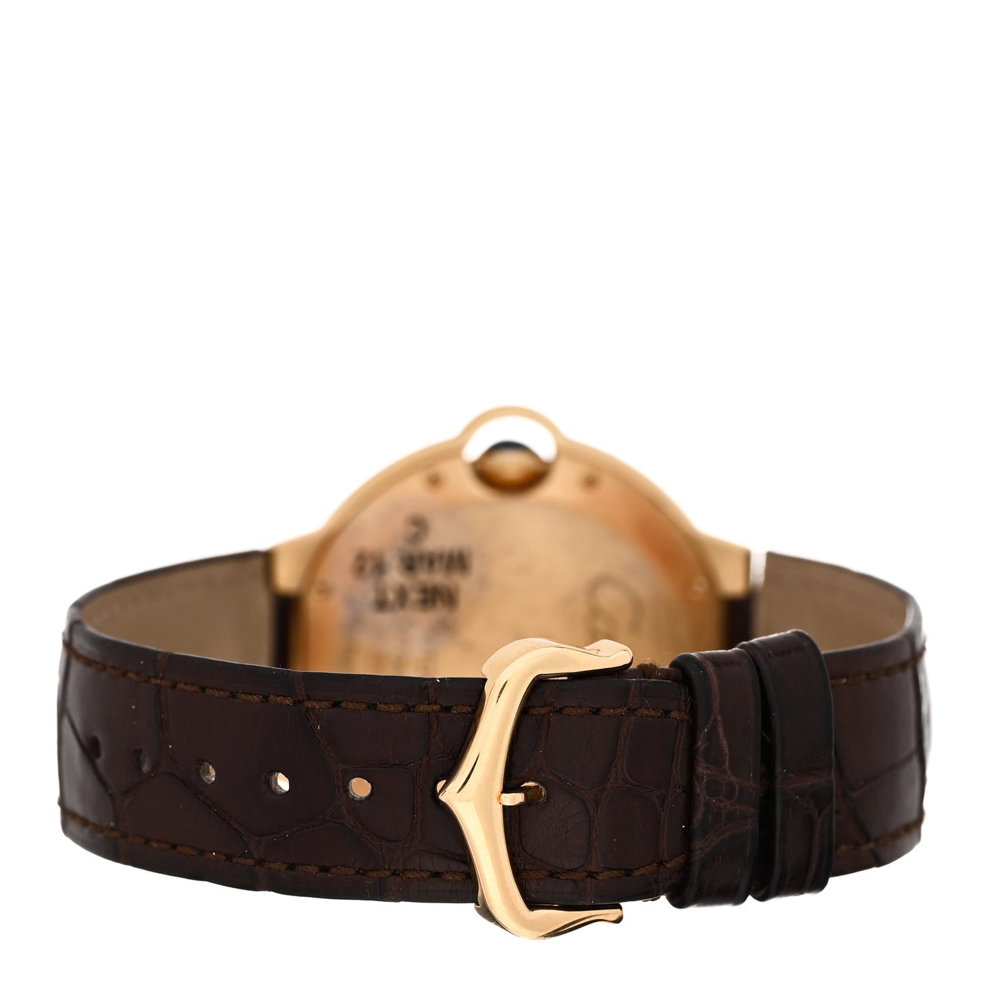 18K Yellow Gold Alligator 36mm Ballon Bleu De Cartier Automatic Watch Brown