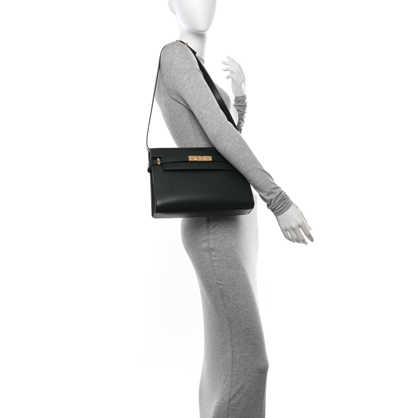 Smooth Calfskin Medium Manhattan Shoulder Bag Dark Green