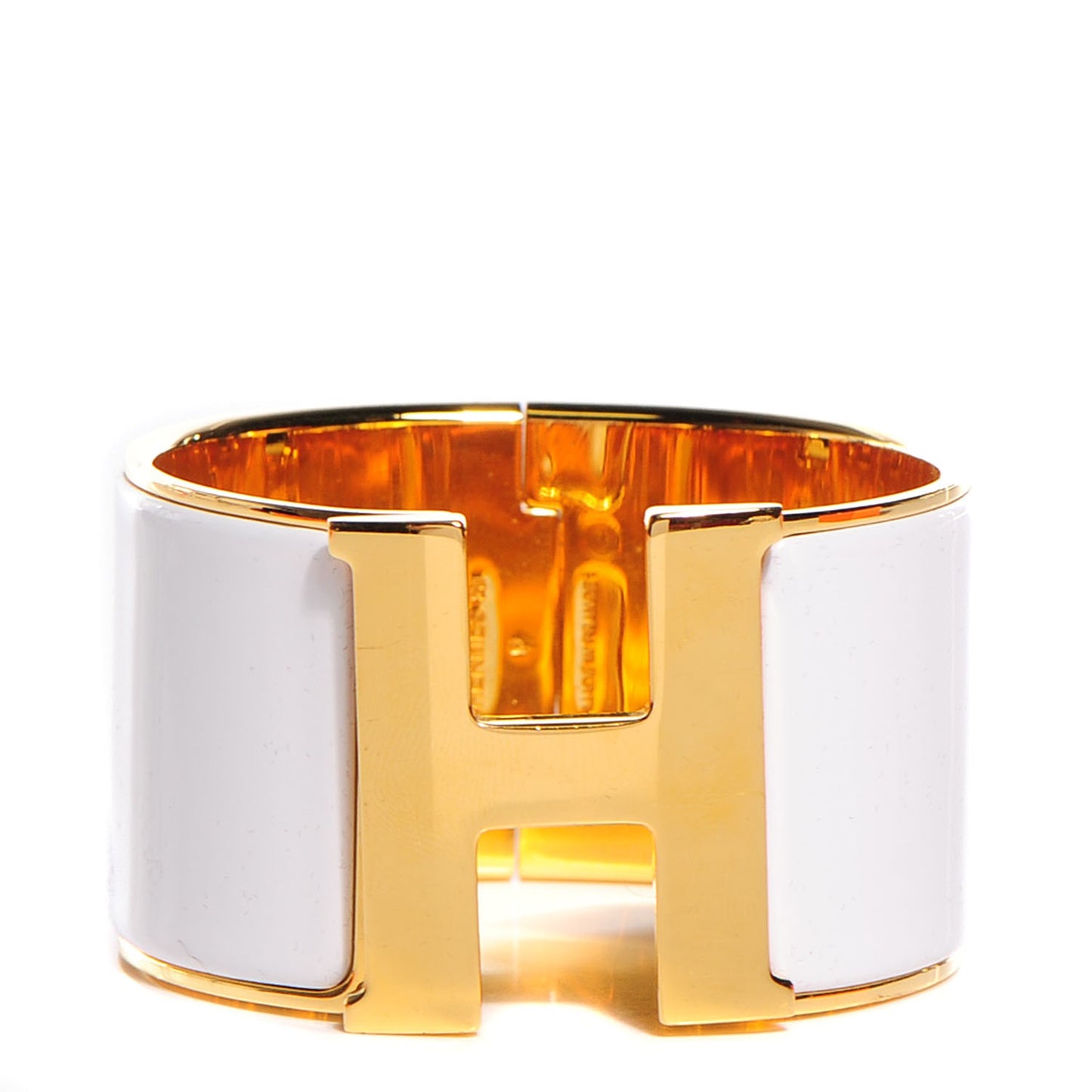 Enamel Extra Wide Clic Clac H Bracelet PM White