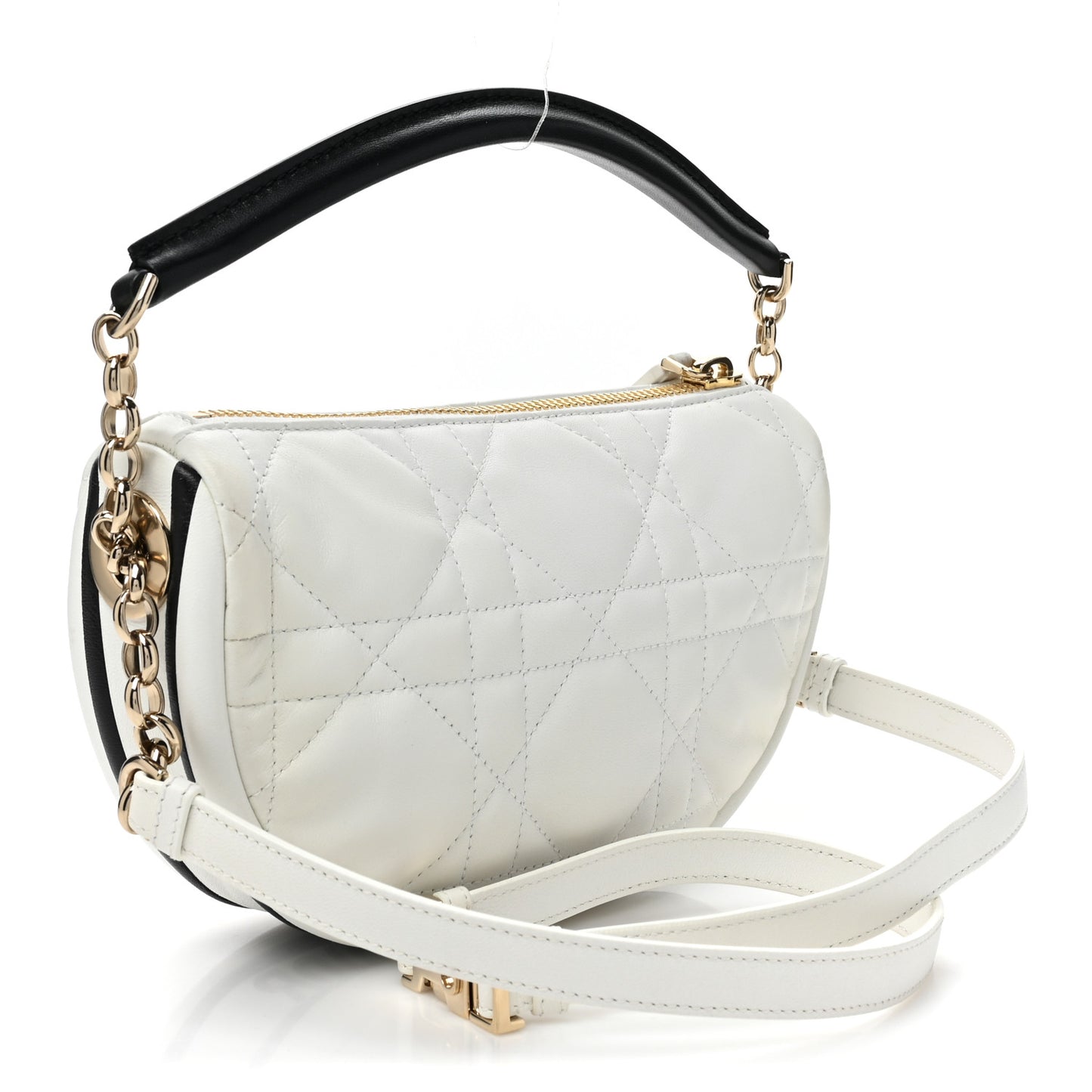Lambskin Cannage Small Dior Vibe Hobo Bag White