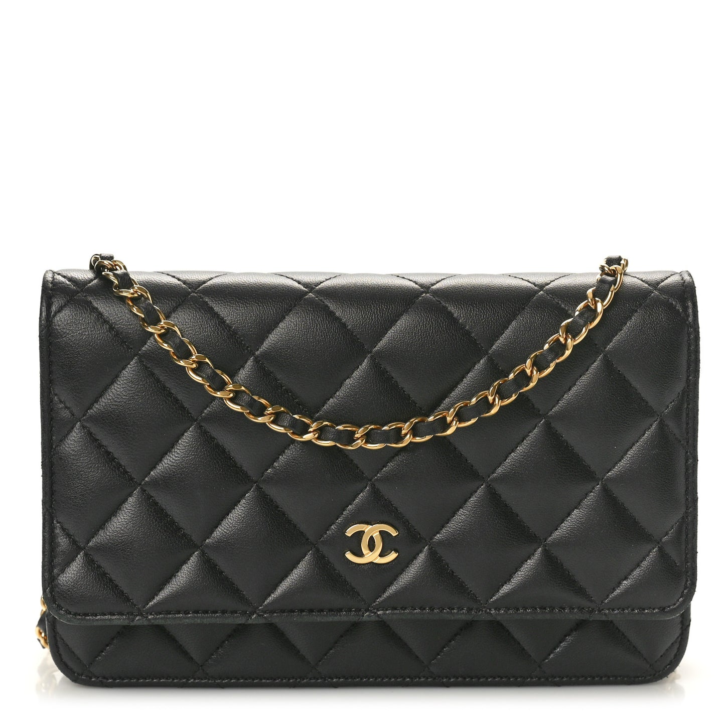 Lambskin Quilted Wallet On Chain WOC Black