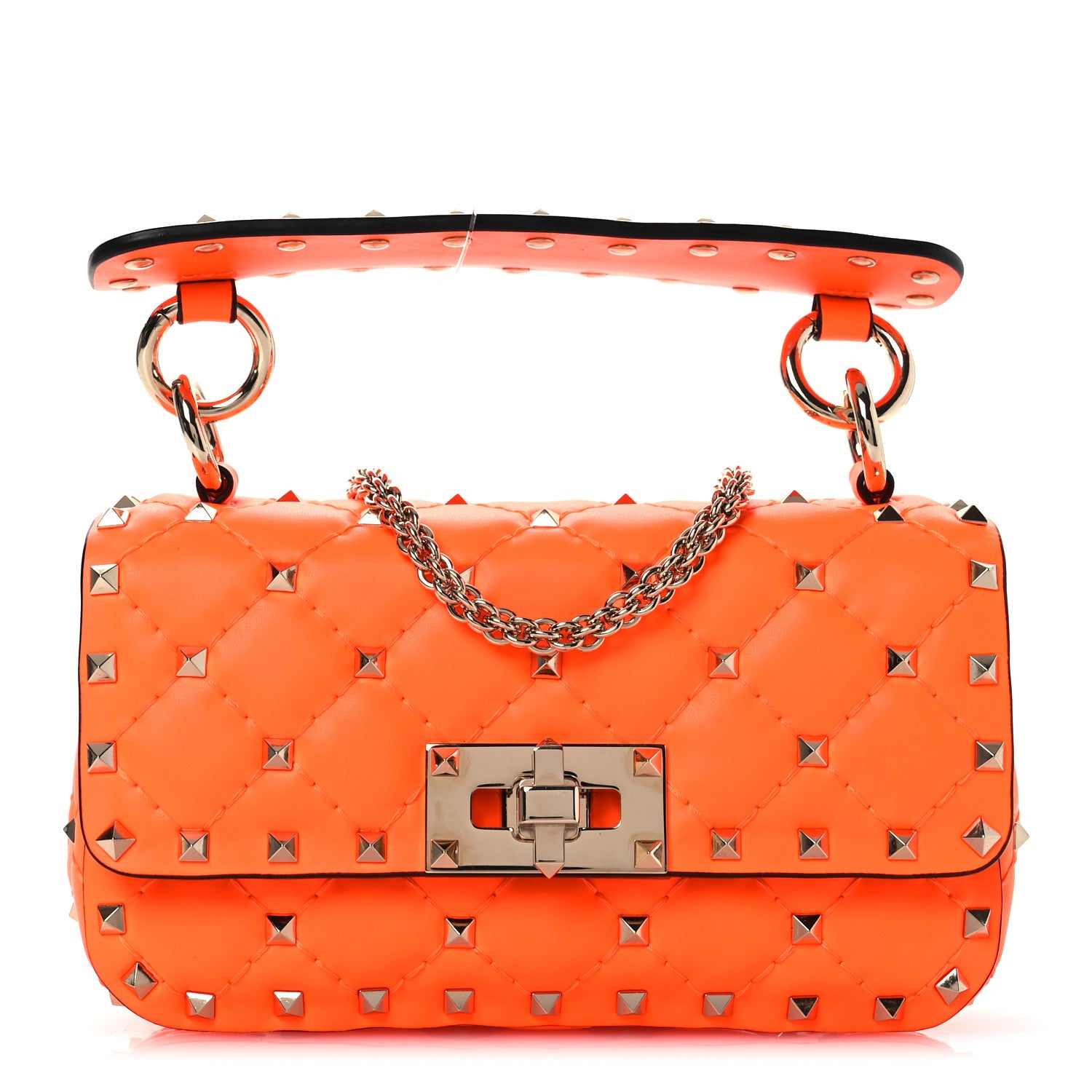 ショルダーバッグ a1464-p ORANGE Valentino Garavani Calfskin Mini Rockstud Spike Shoulder Bag