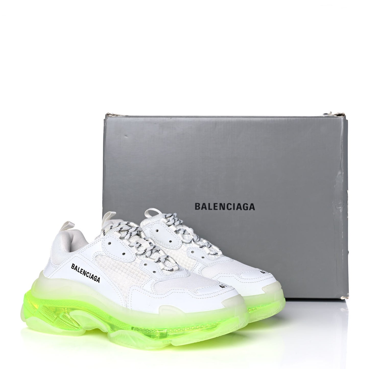 Fabric Mesh Clear Sole Fluo Womens Triple S Sneakers 41 White Fluo Yellow