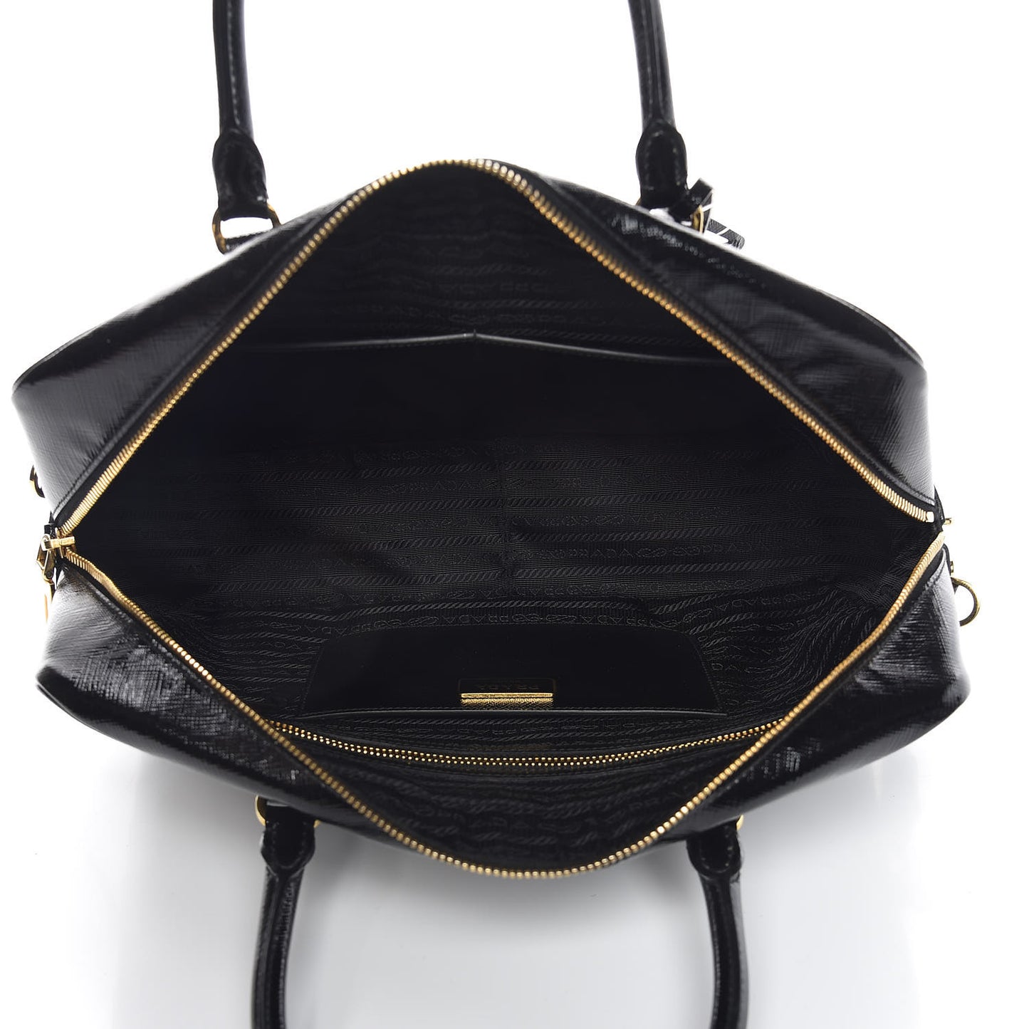 Saffiano Vernice Floral Bauletto Bag Black