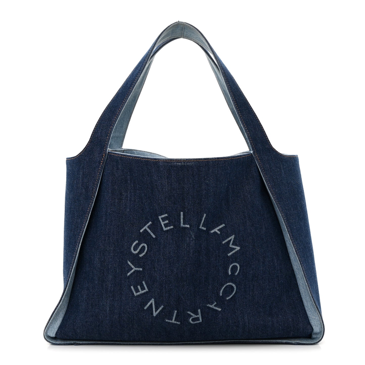Denim East West Perforated Tote Blue