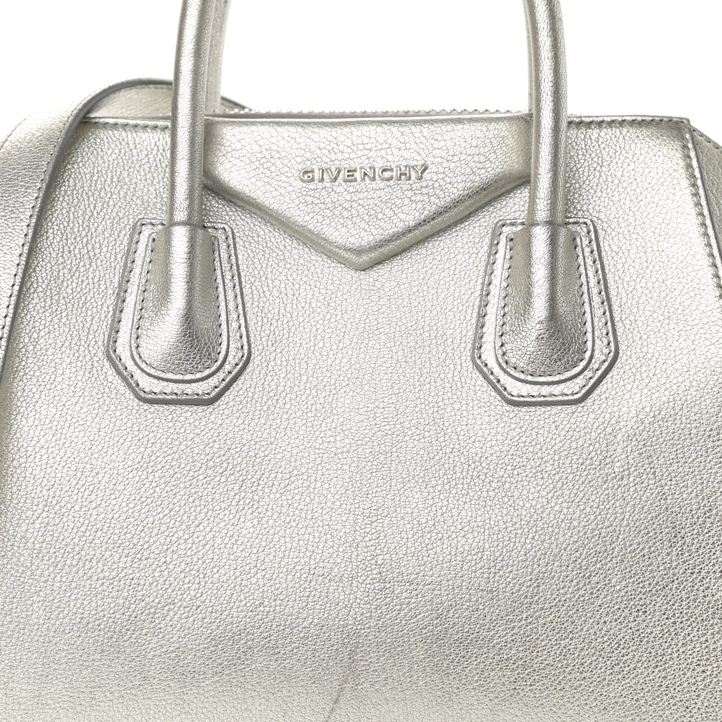 Metallic Sugar Goatskin Small Antigona Silver